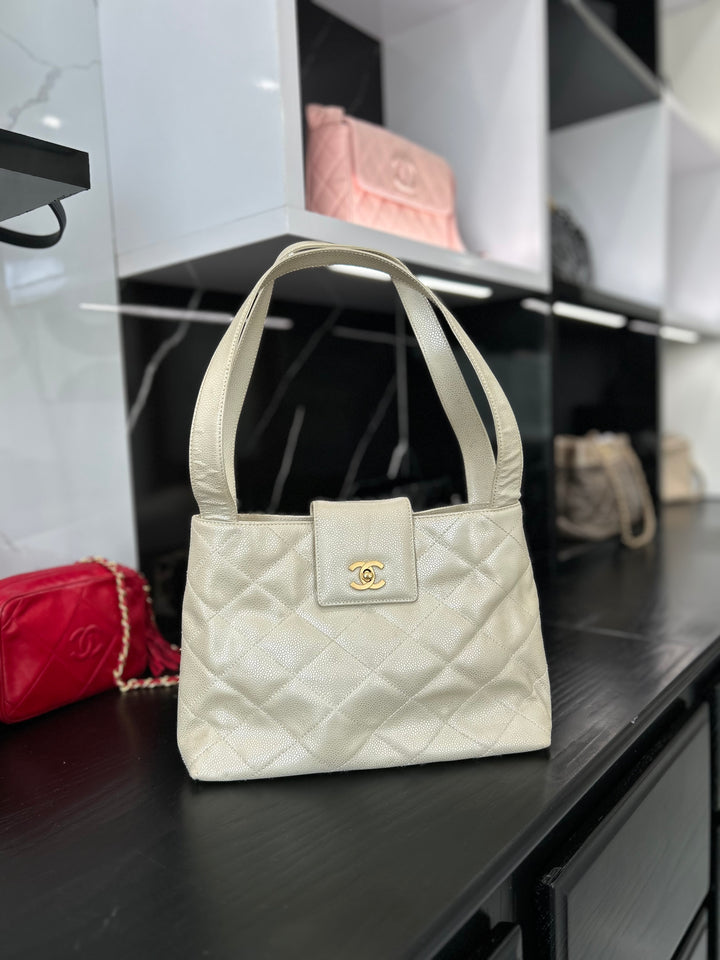 Chanel Pearl Quilted Caviar Shoulder Bag