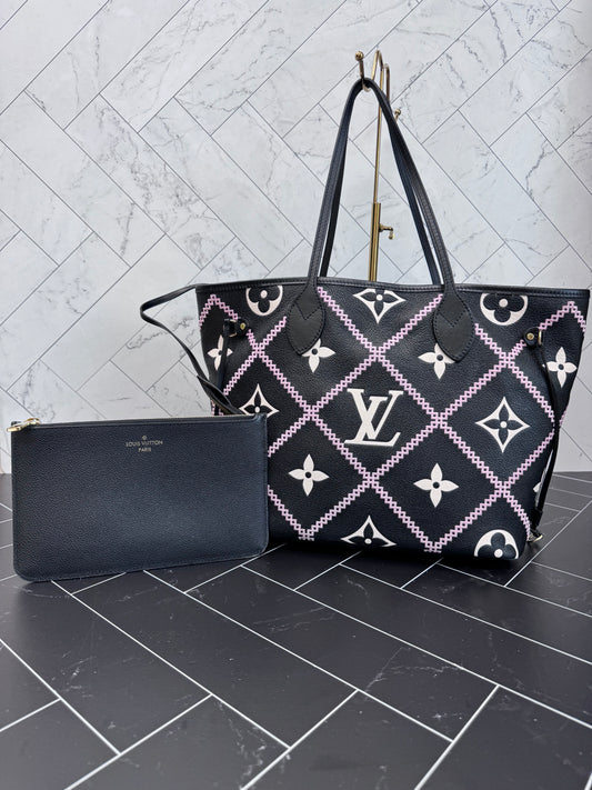 Louis Vuitton Monogram Broderies Neverfull MM with Pouch