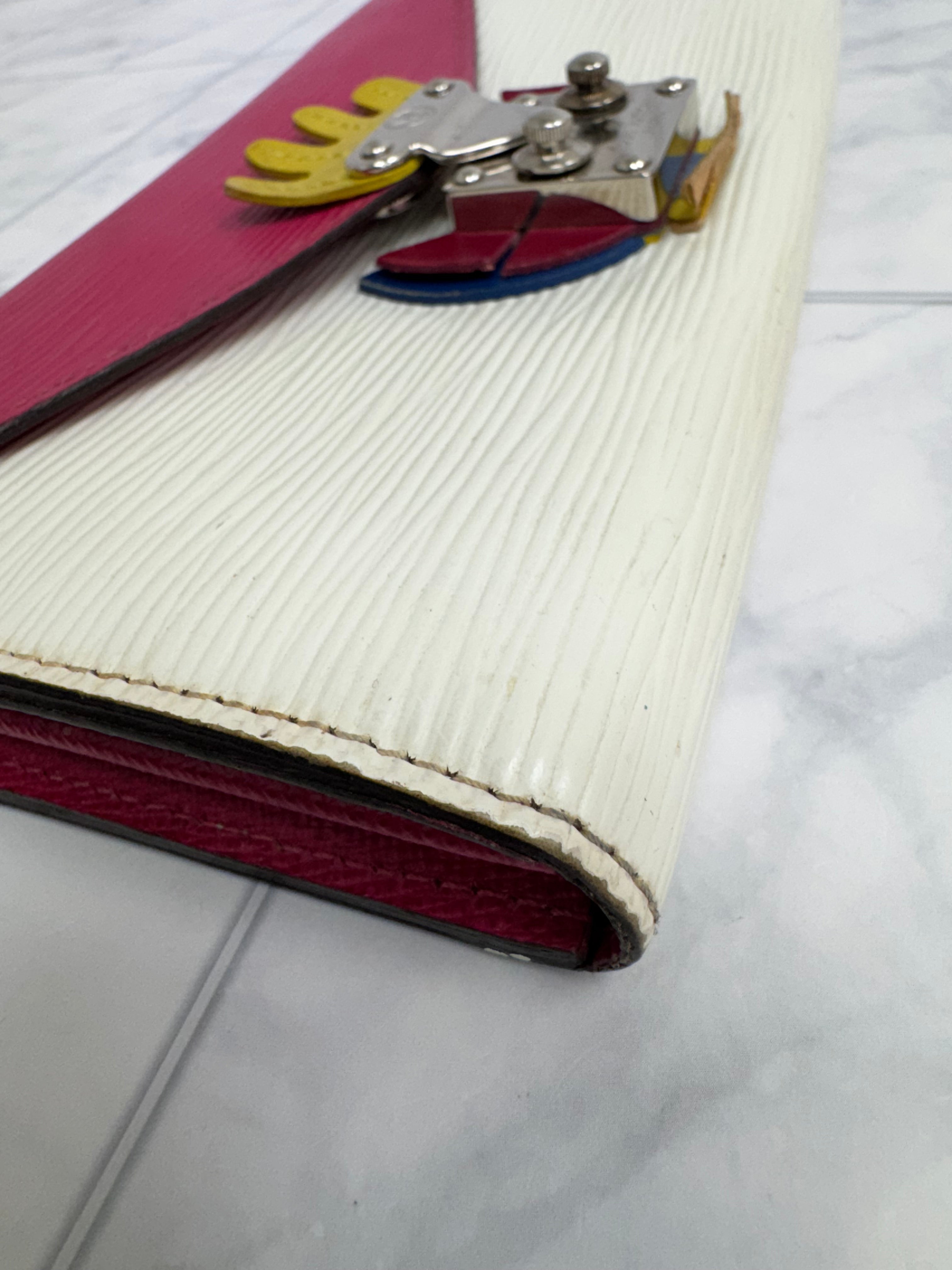 Louis Vuitton Pink And White Epi Leather Tribal Mask Long Wallet