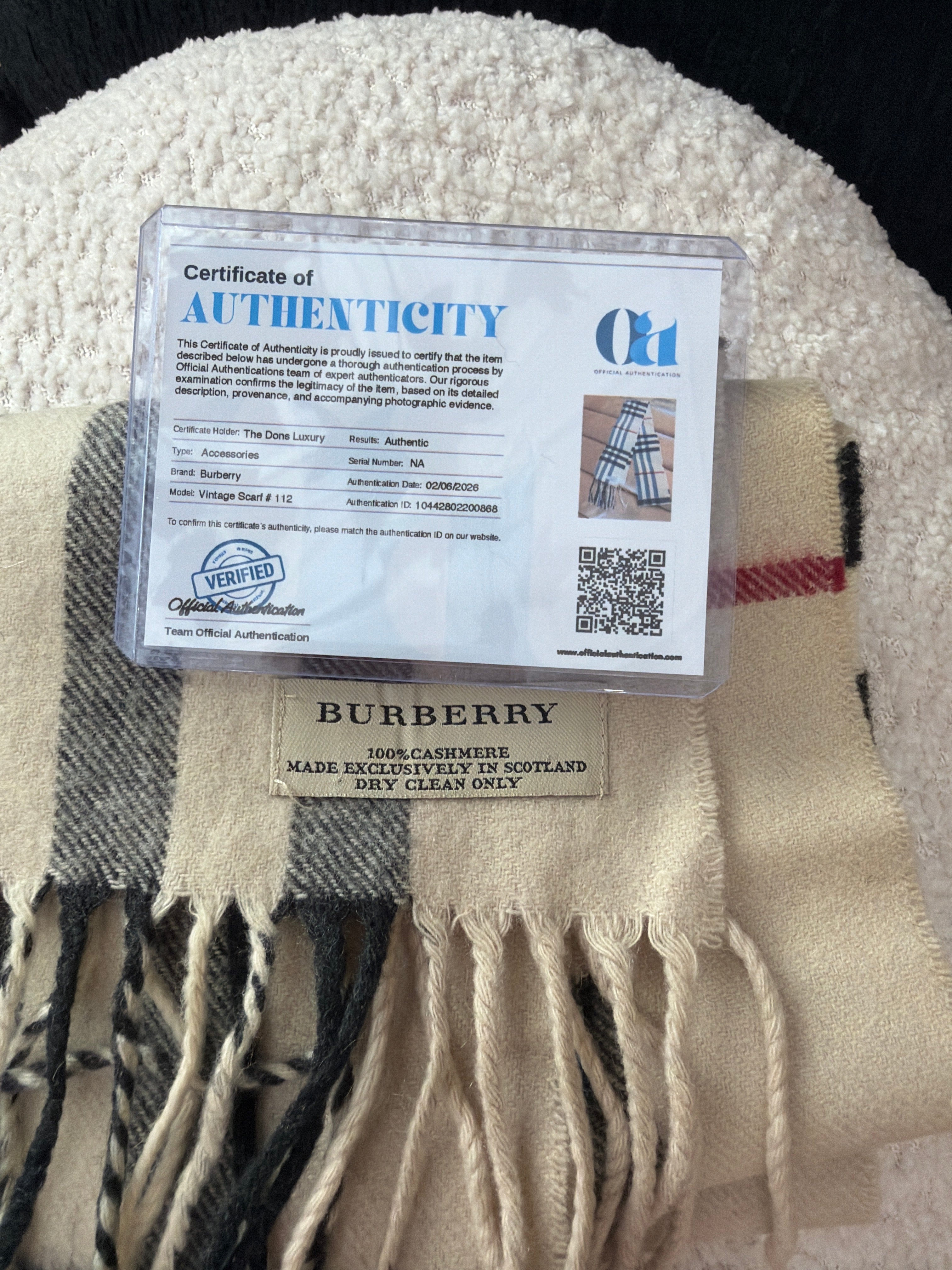 Burberry Vintage Light Tan And Black Novacheck Cashmere Scarf