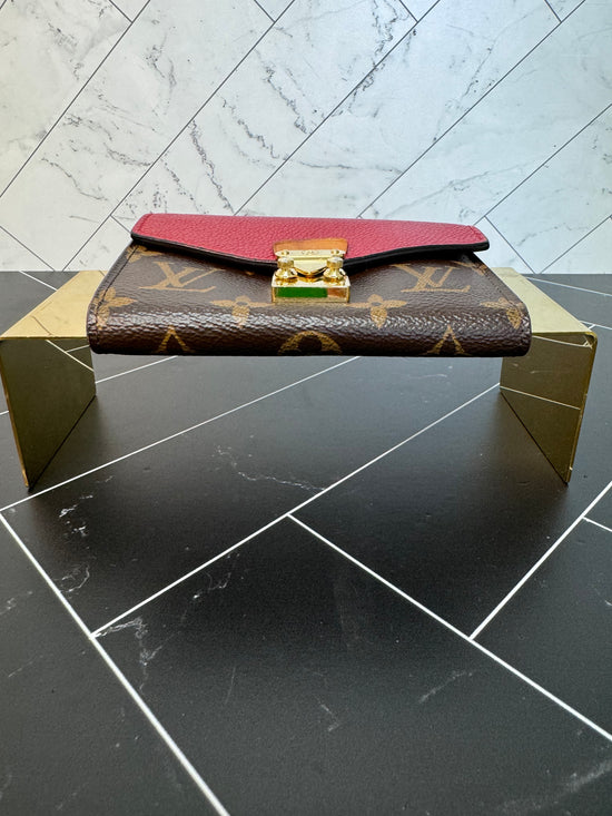 Louis Vuitton Monogram & Red Compact Pallas Wallet