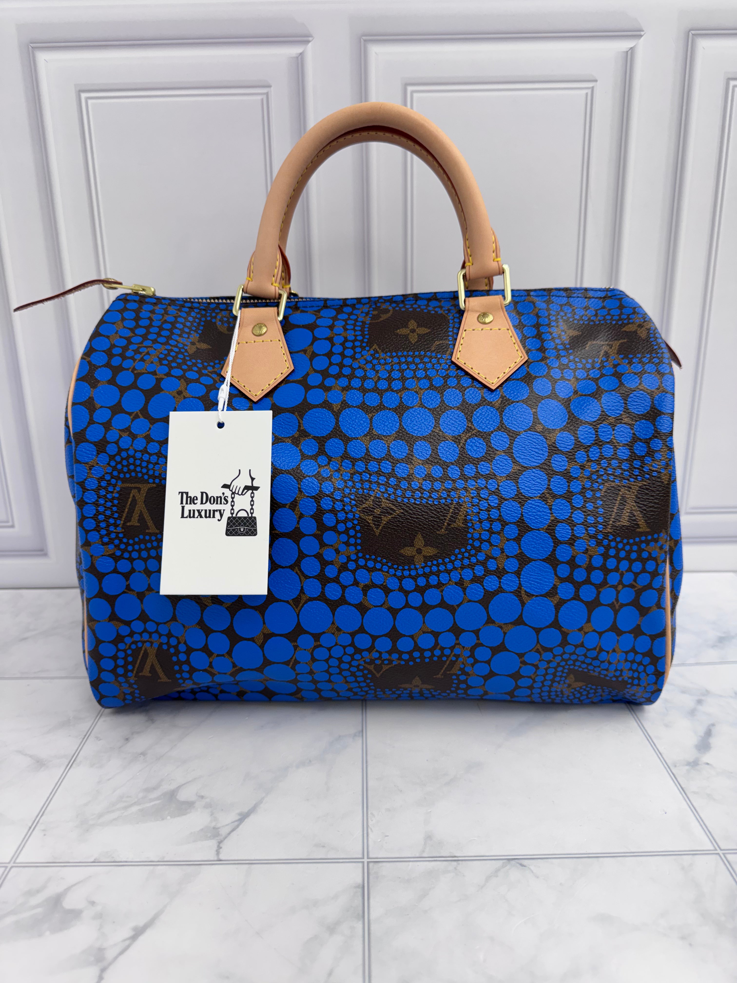 LIKE NEW - Louis Vuitton x Yayoi Kusama Blue Monogram Town Limited Edition Speedy 30
