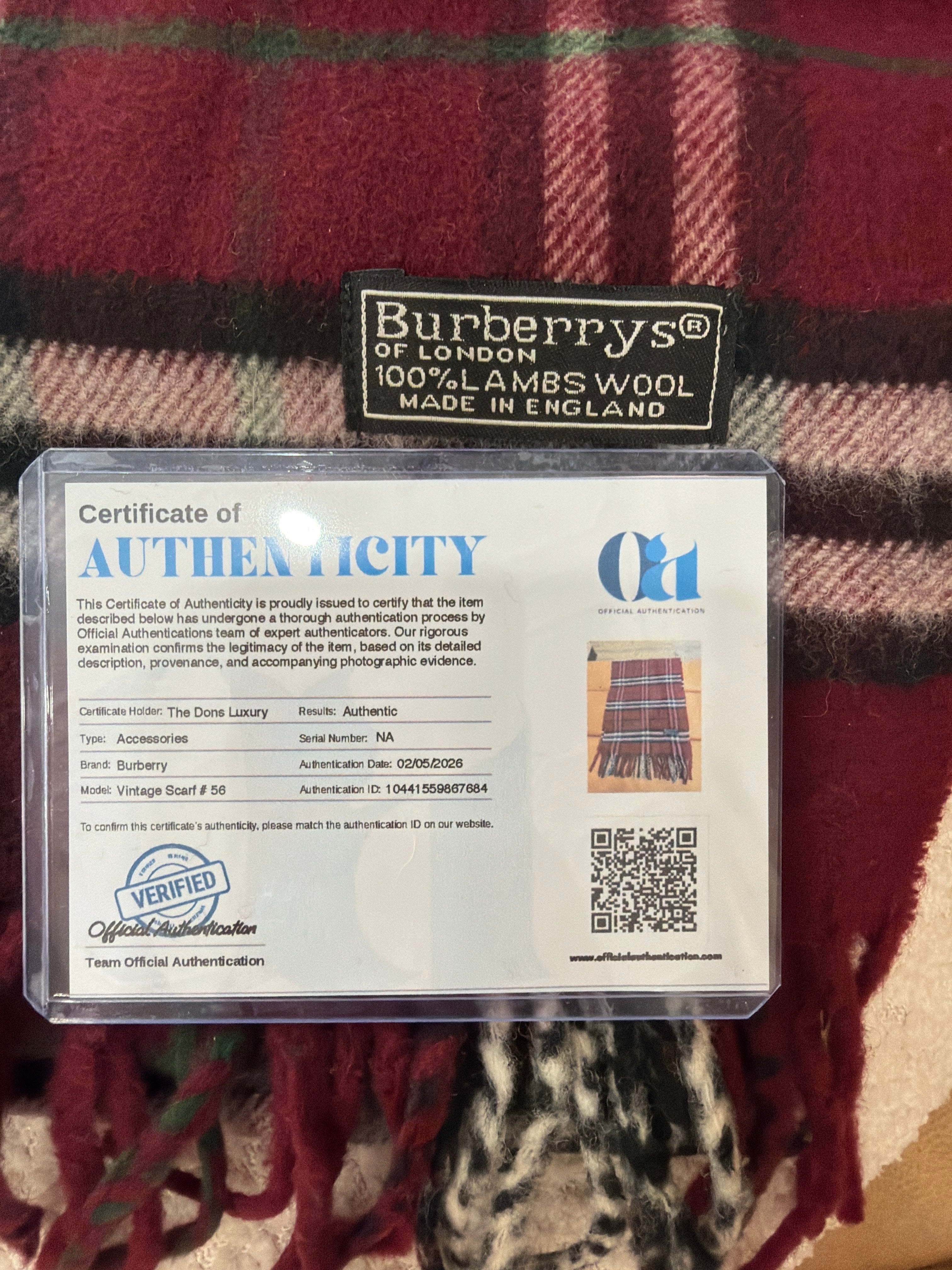 Burberry Vintage Dark Red Novacheck Lambswool Scarf