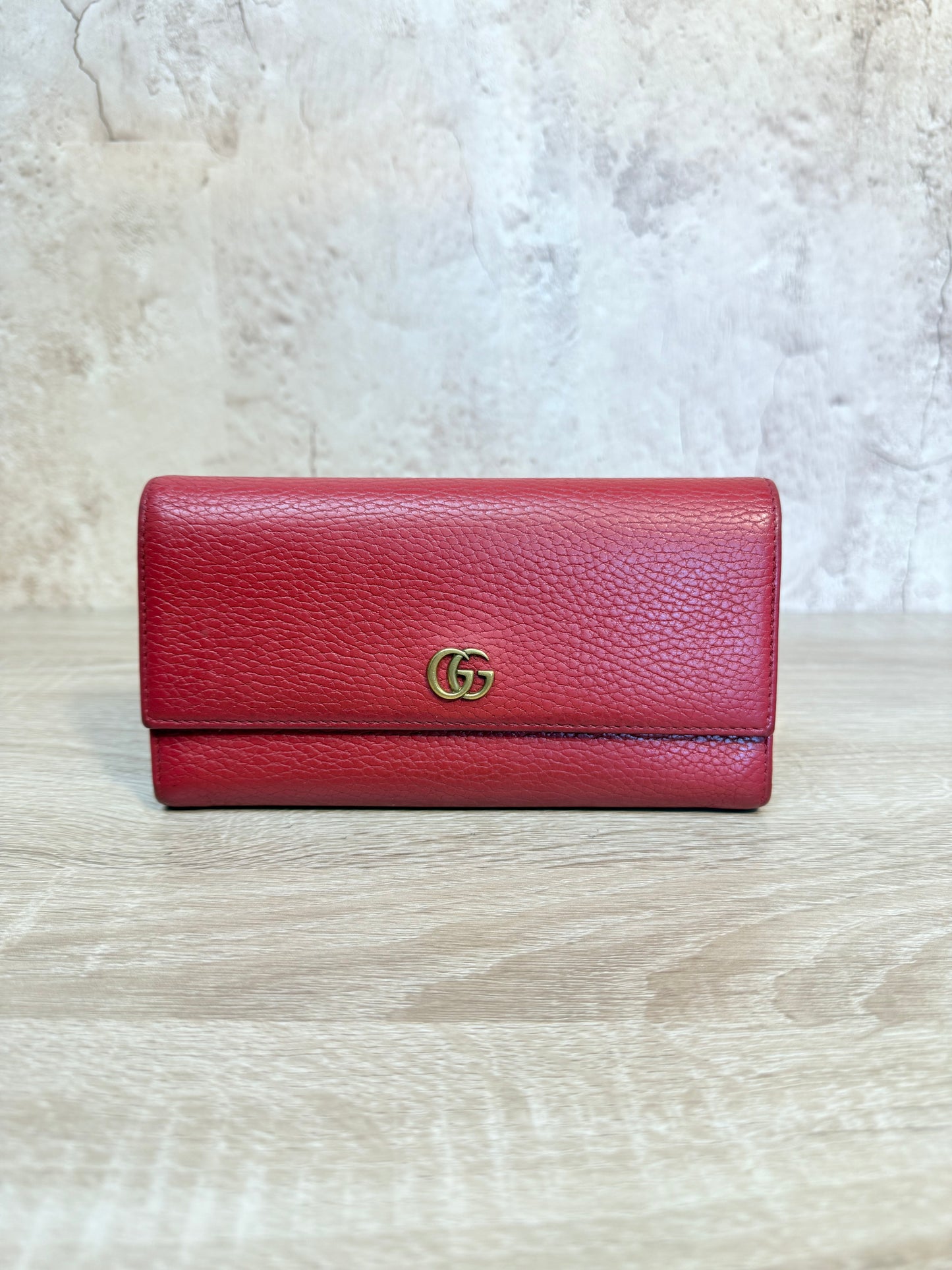 Gucci Red Leather Marmont Long Wallet