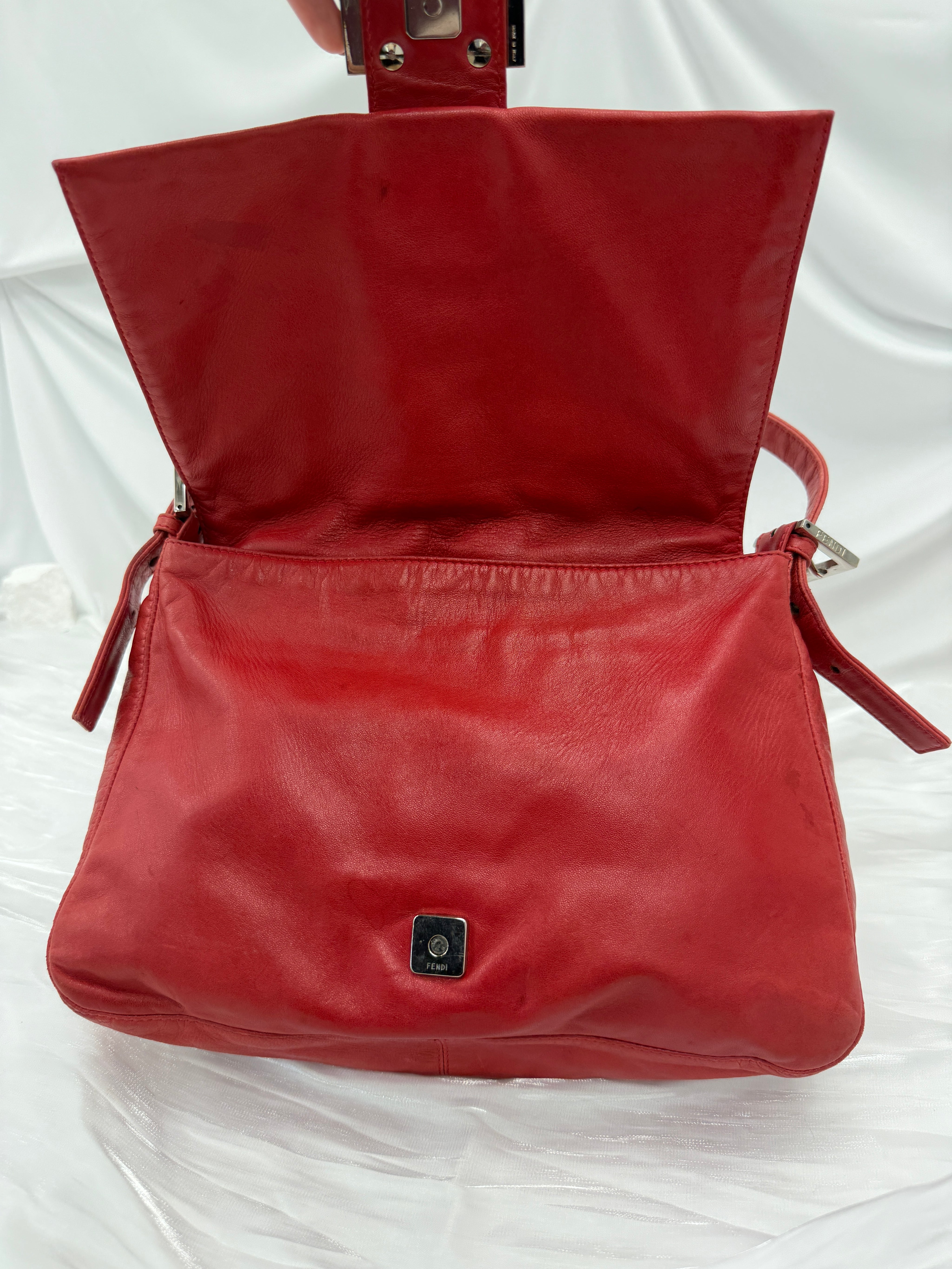 Fendi Red Leather Mama Baguette Handbag