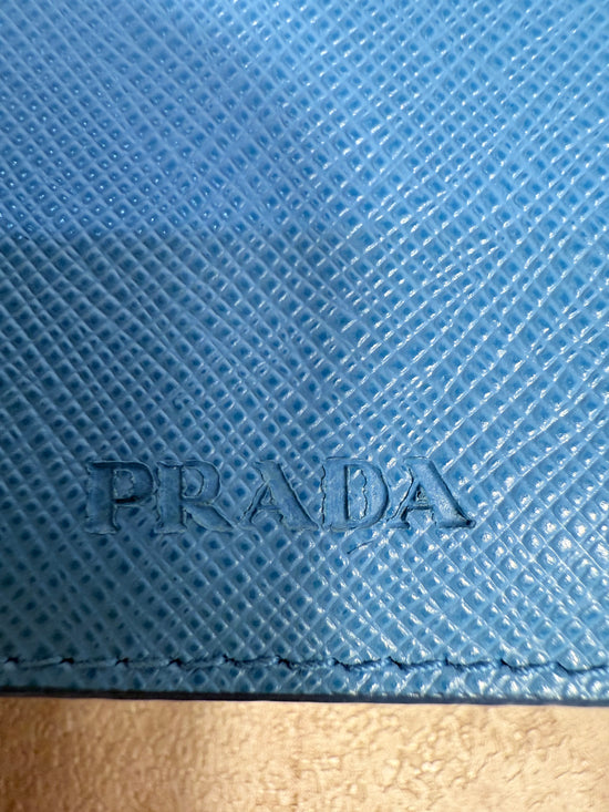 Prada Light Blue Saffiano Leather Long Wallet