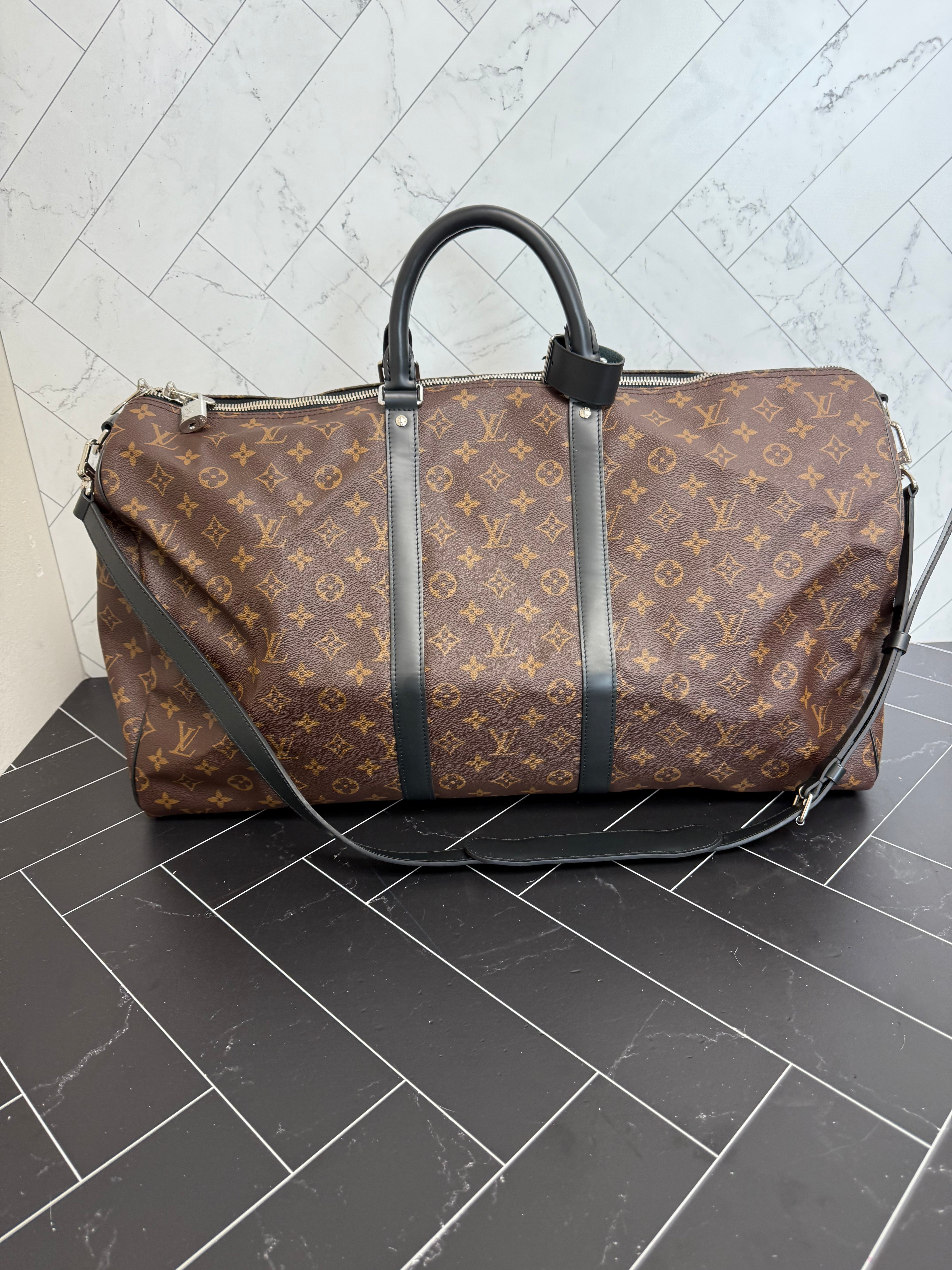 Louis Vuitton Monogram Macassar Keepall 55 Bandouliere