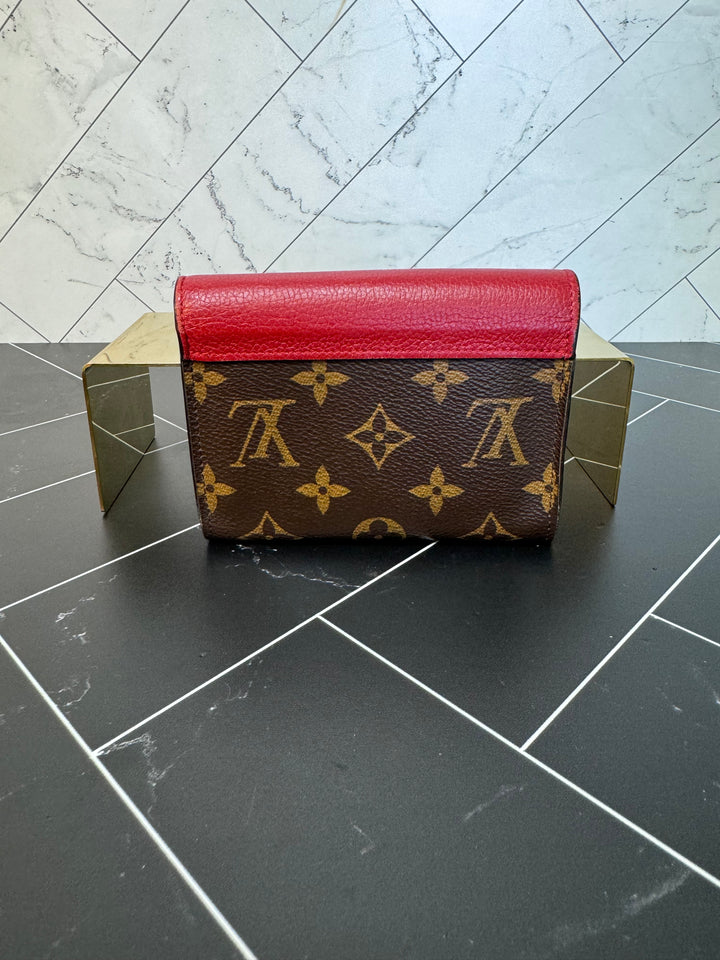 Louis Vuitton Monogram & Red Compact Pallas Wallet