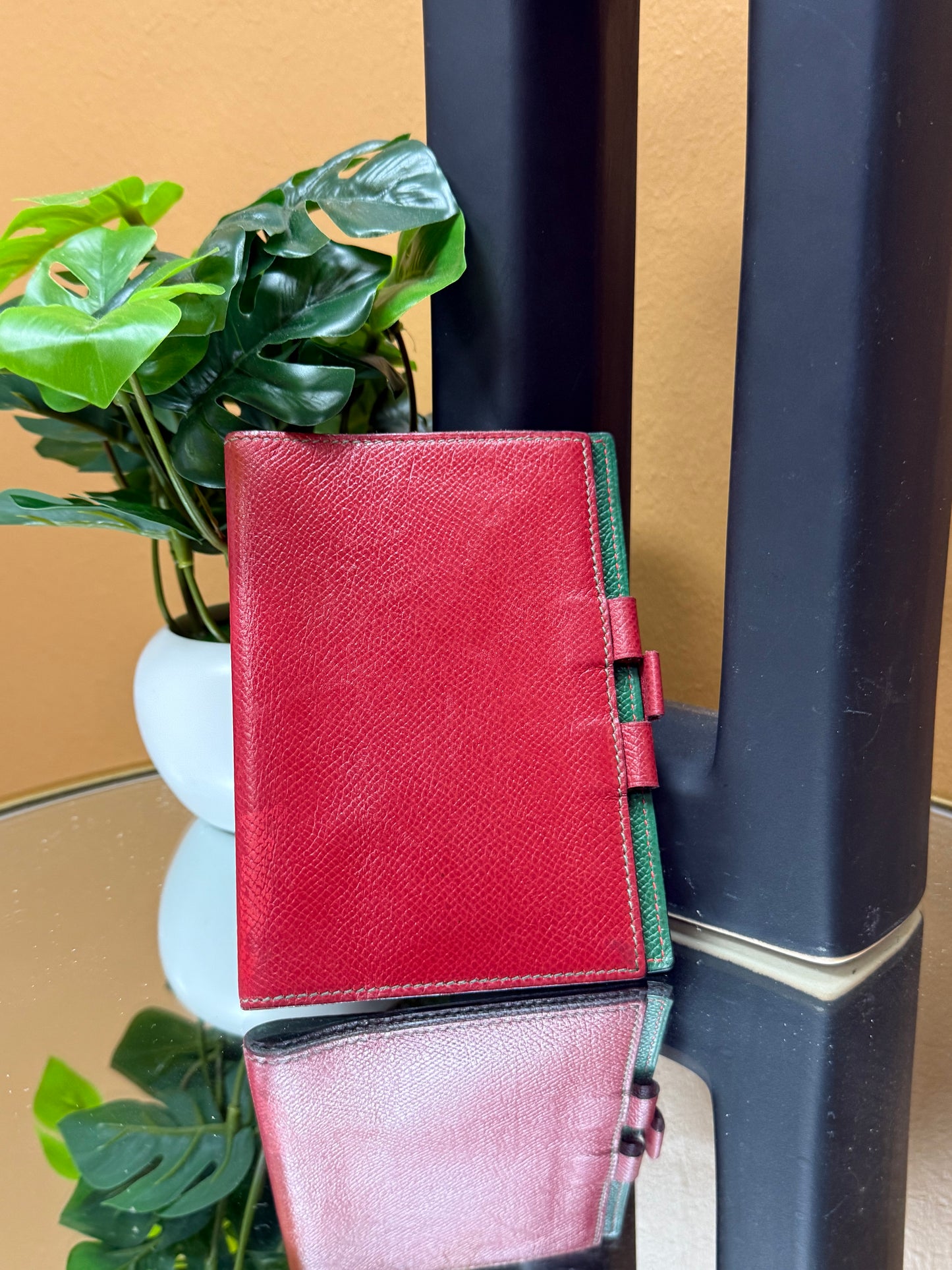 Hermes Red & Green Leather Passport Holder