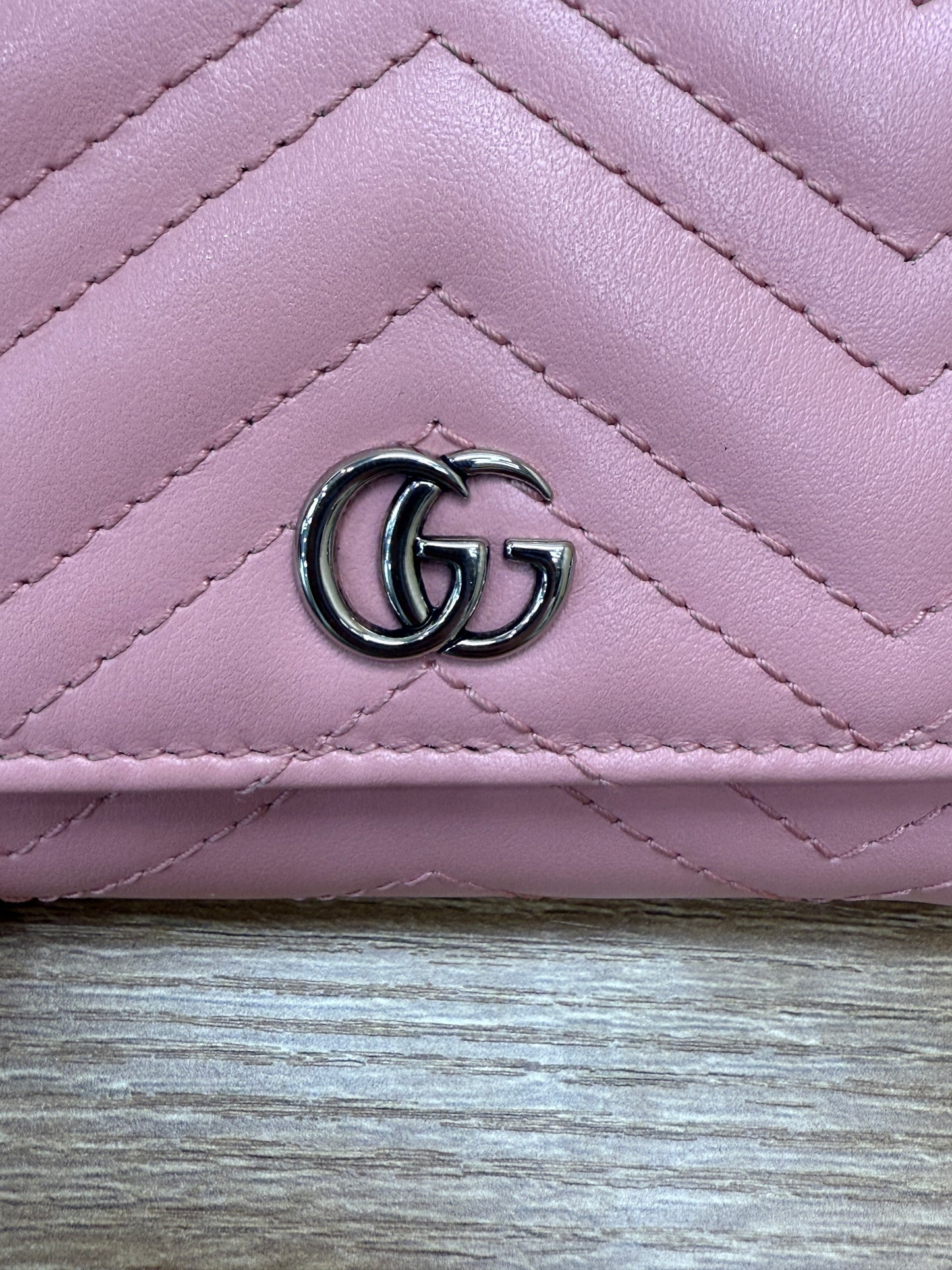 Gucci Pink Quilted Leather Marmont Compact Wallet