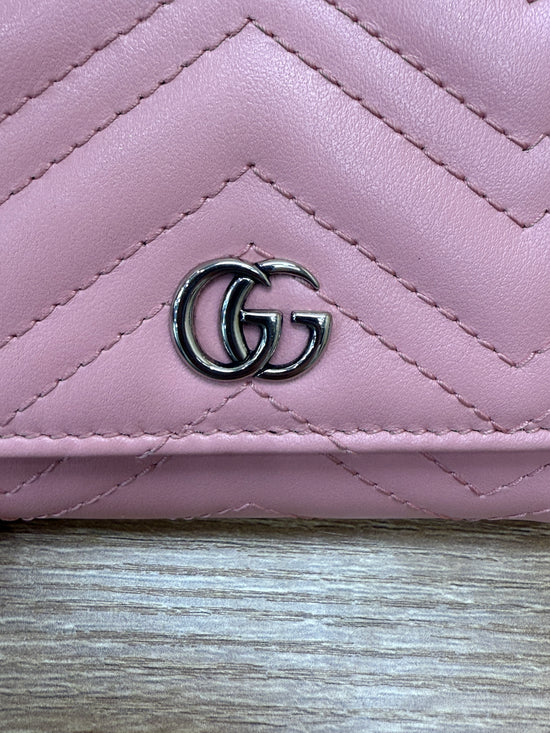 Gucci Pink Quilted Leather Marmont Compact Wallet