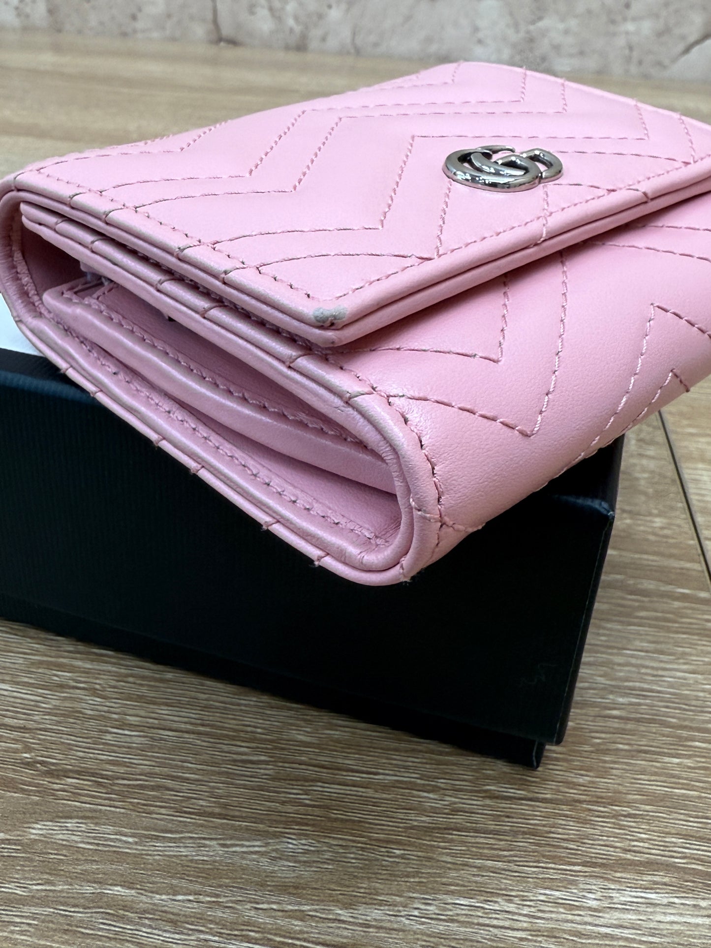 Gucci Pink Quilted Leather Marmont Compact Wallet