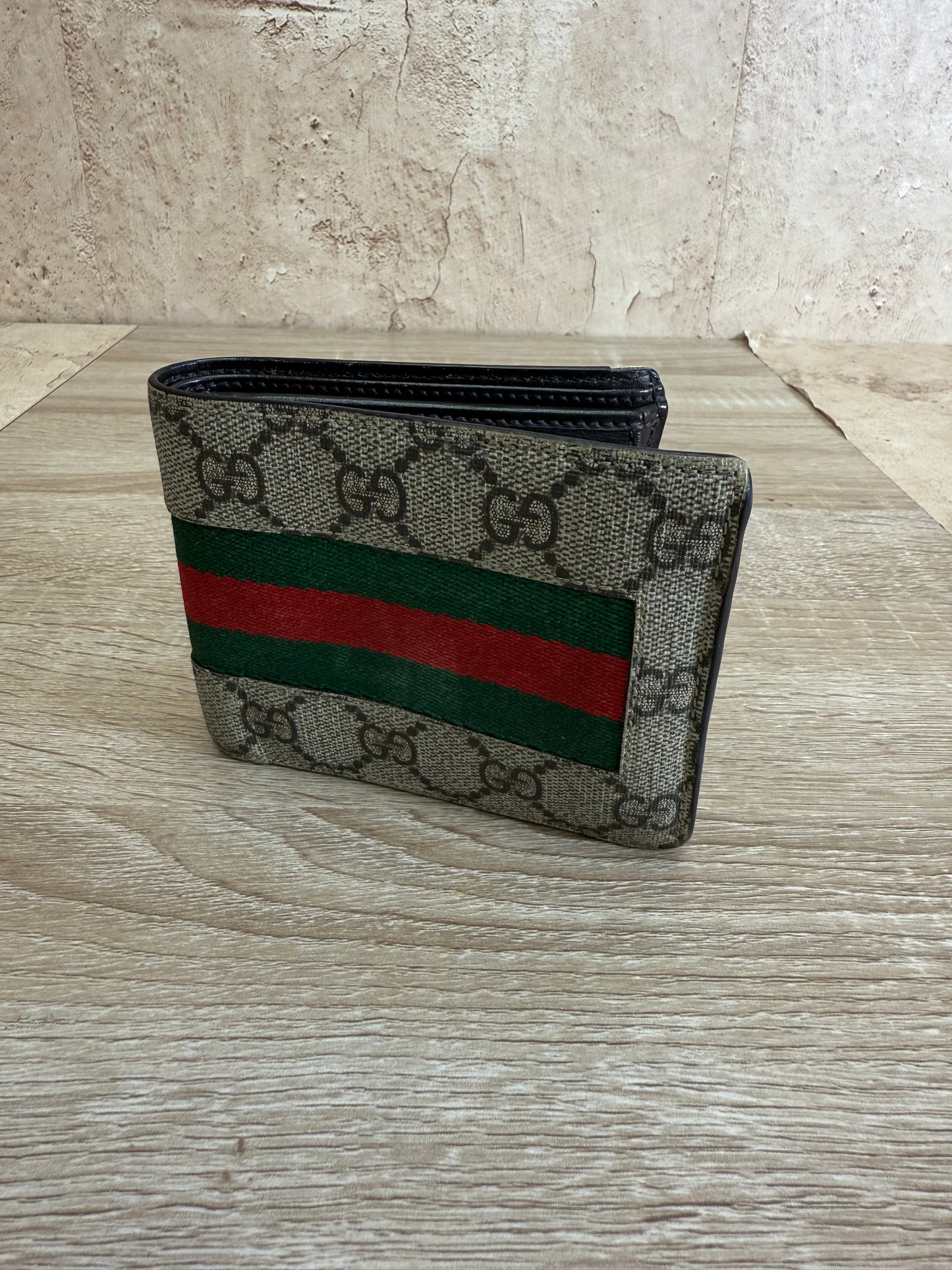 Gucci Brown Canvas GG Supreme Bifold Wallet