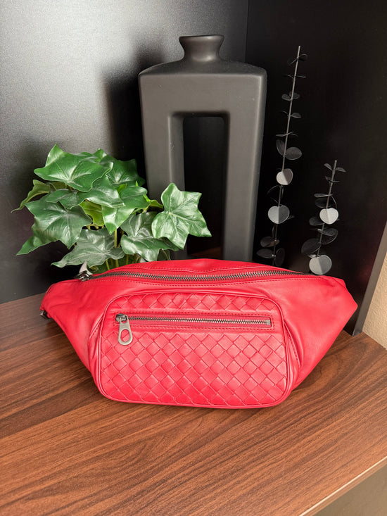 Bottega Veneta Red Intrecciato Leather Belt Bag