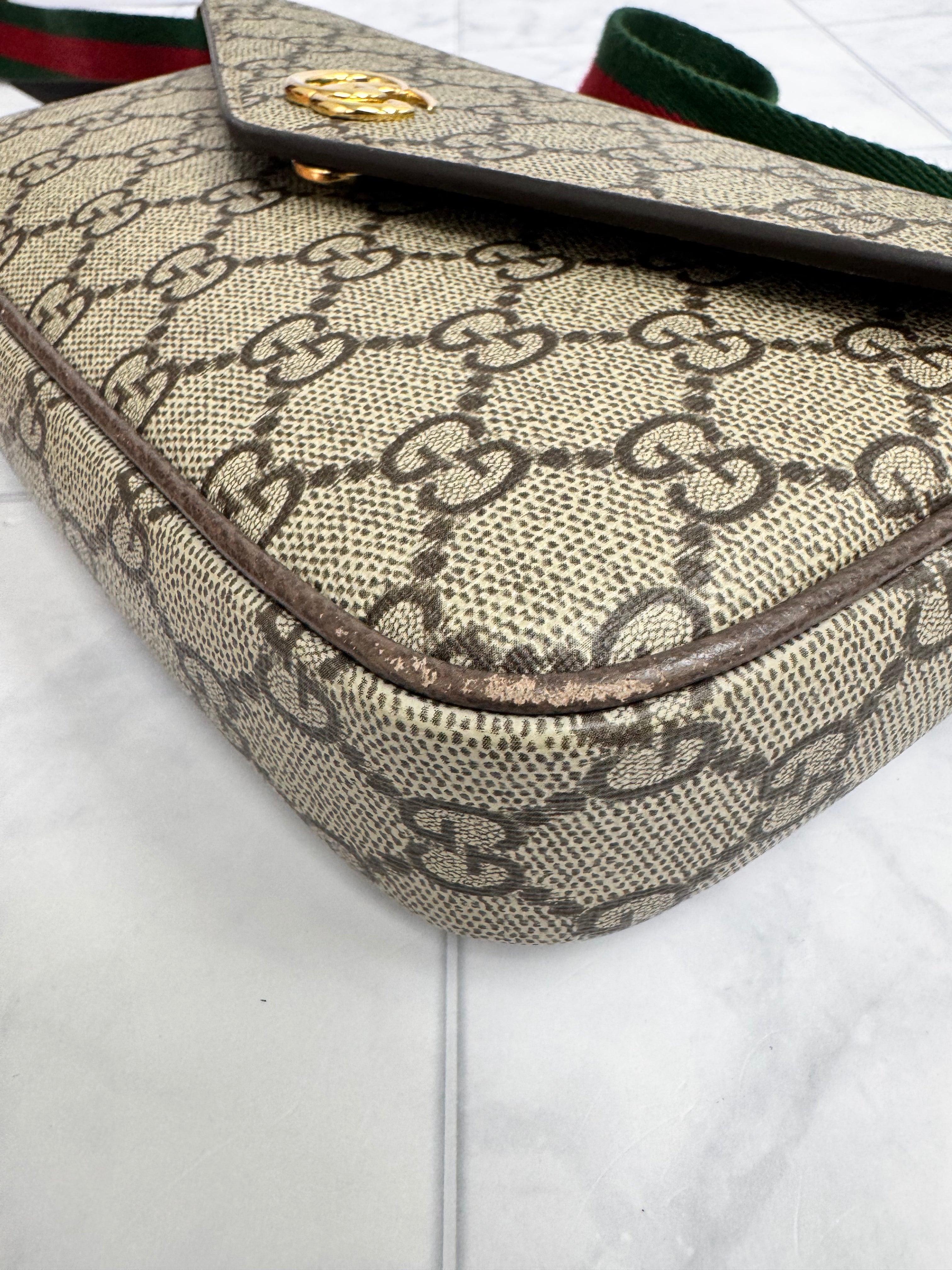 Gucci GG Supreme Canvas Ophidia Envelope Mini Crossbody Bag
