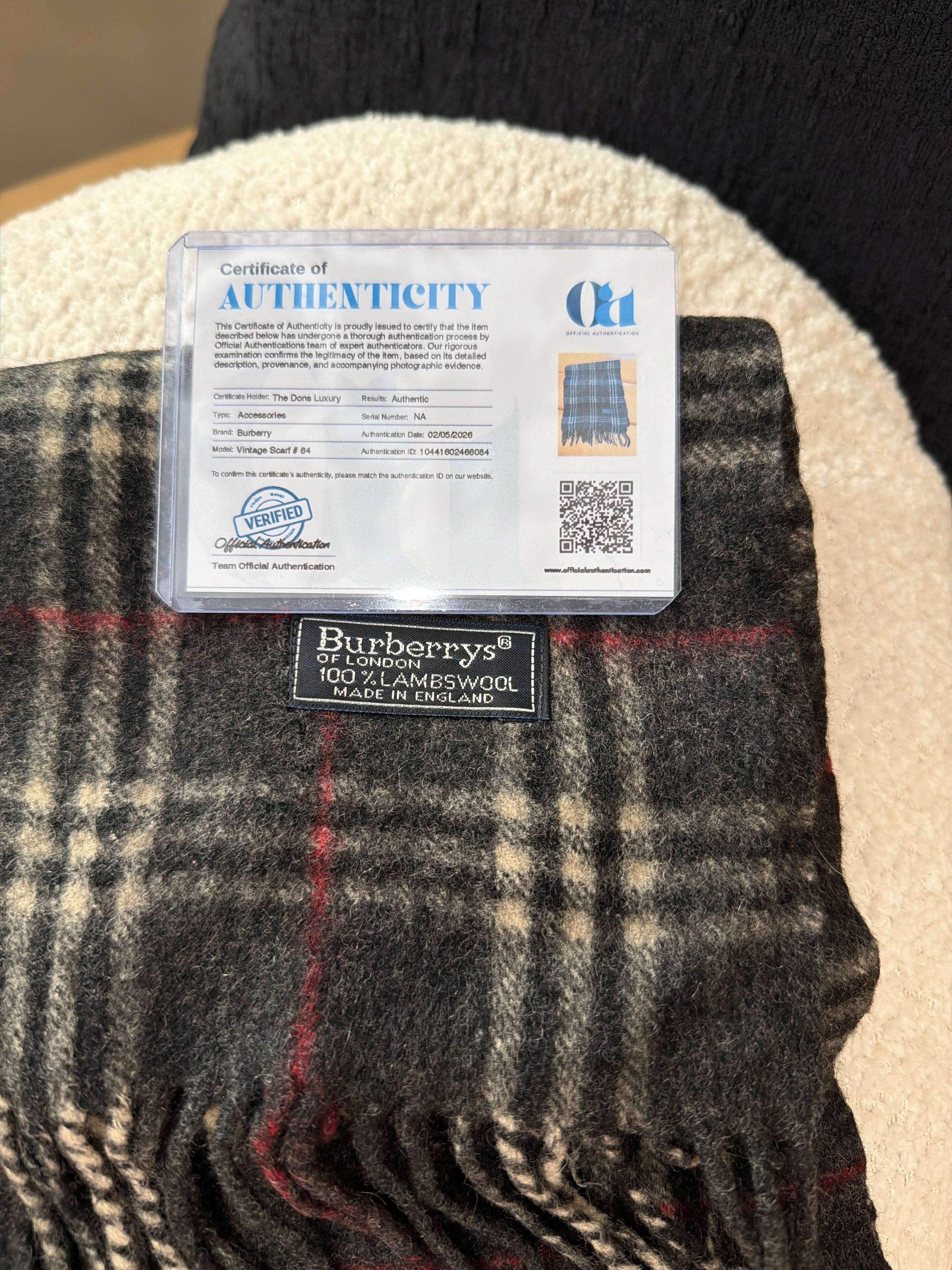 Burberry Vintage Dark Gray Novacheck Lambswool Scarf