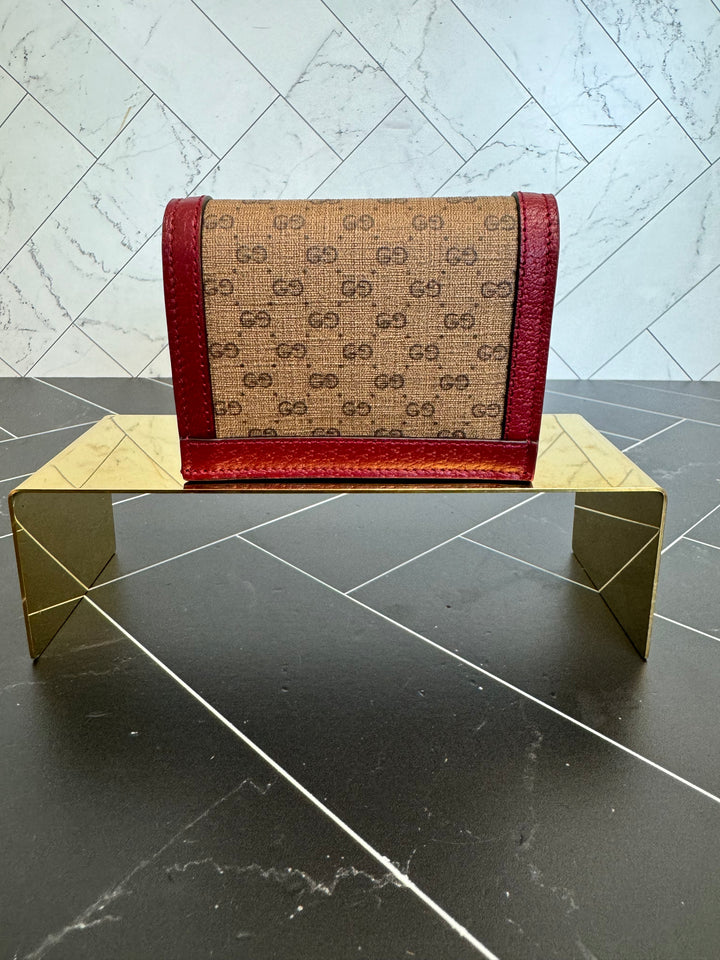 BRAND NEW Gucci Coated Canvas & Red Doraemon Marmont Card Case