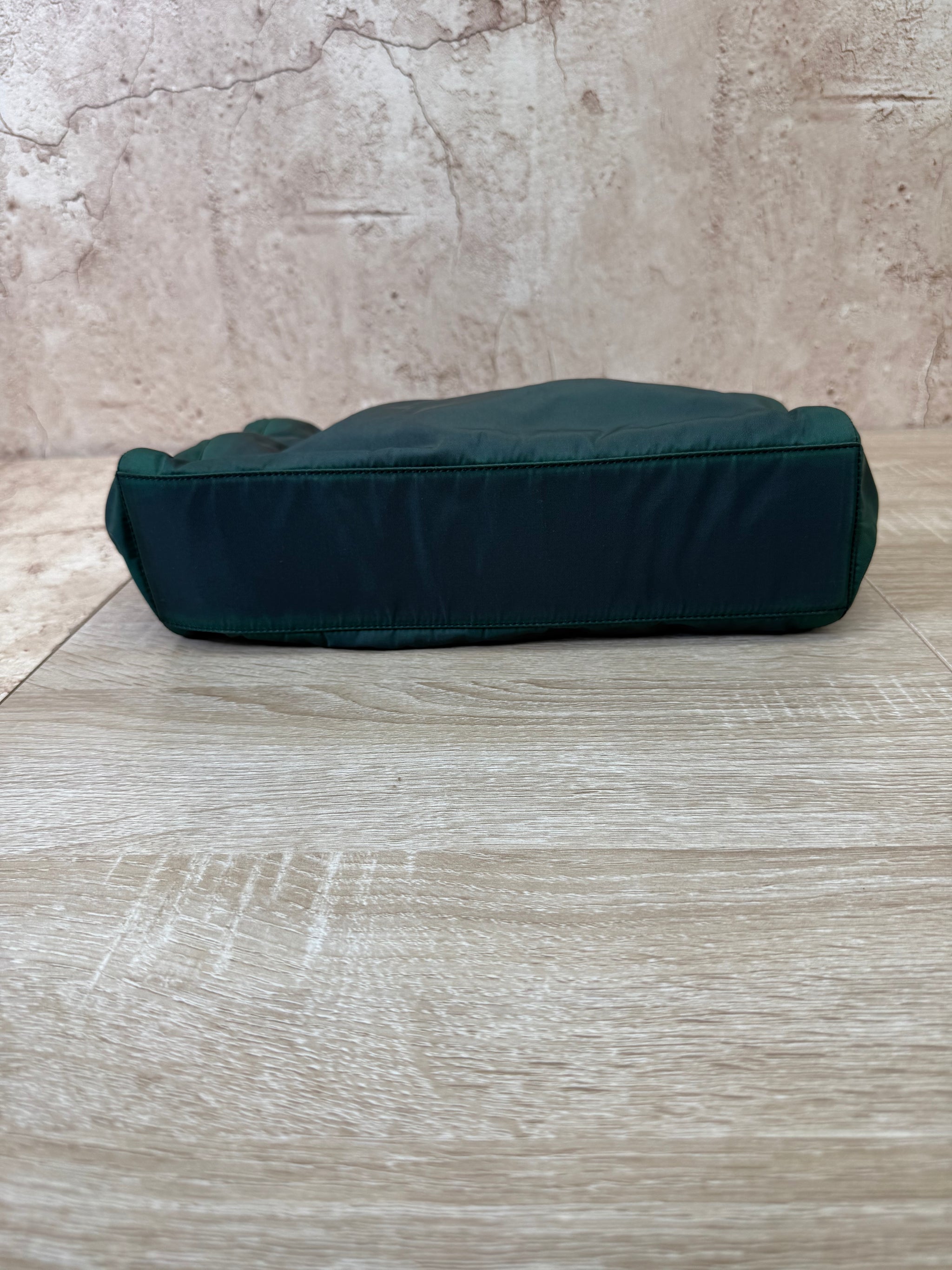Prada Dark Green Nylon Top Handle Tote Bag