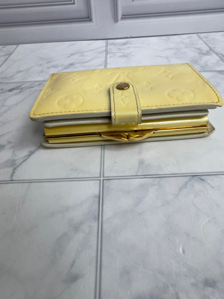 Louis Vuitton Yellow Vernis Leather French Purse Compact Wallet