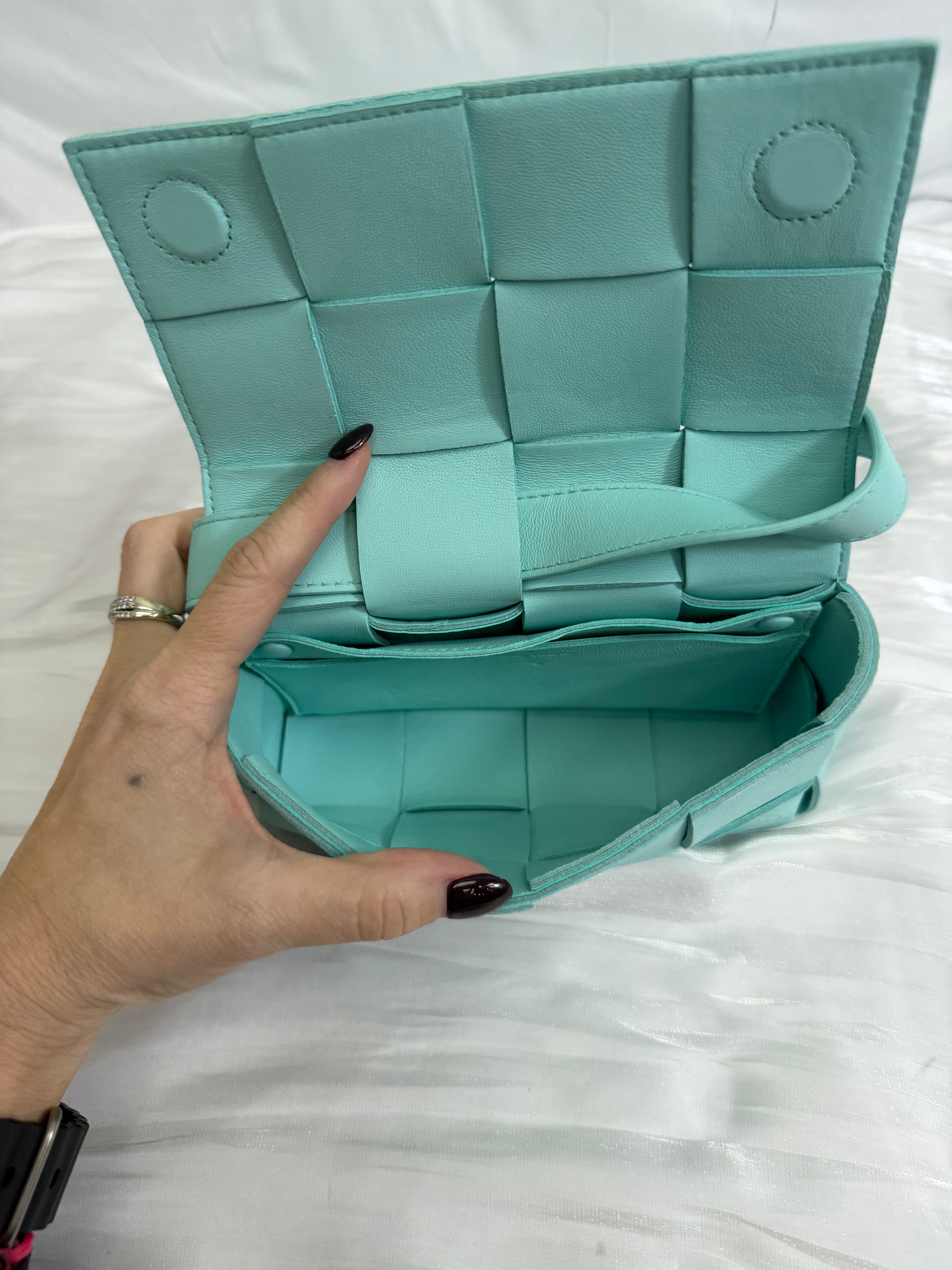 Bottega Veneta Teal Leather Padded Cassette Bag