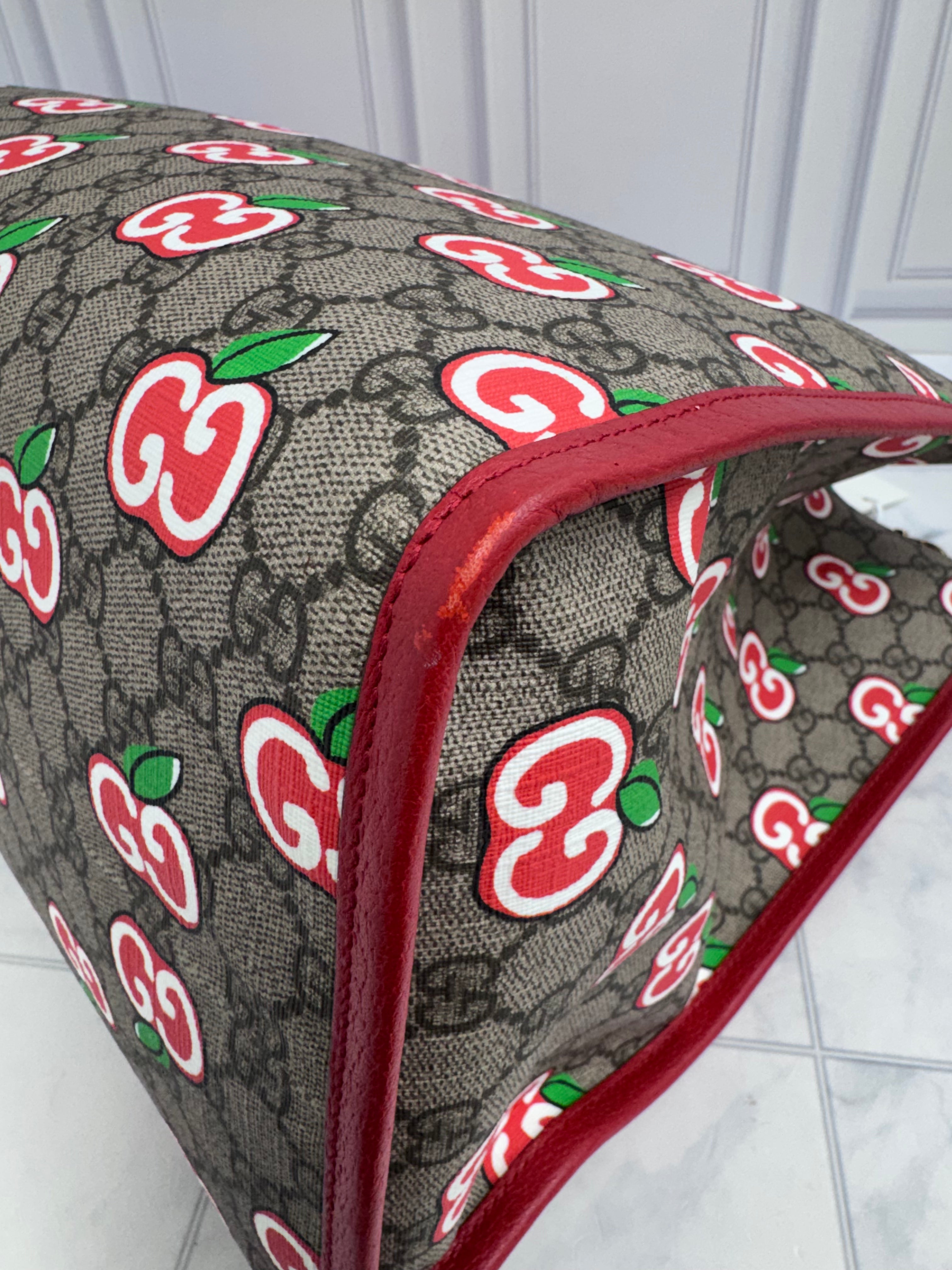 Gucci GG Supreme Apple Monogram Large Open Tote Bag