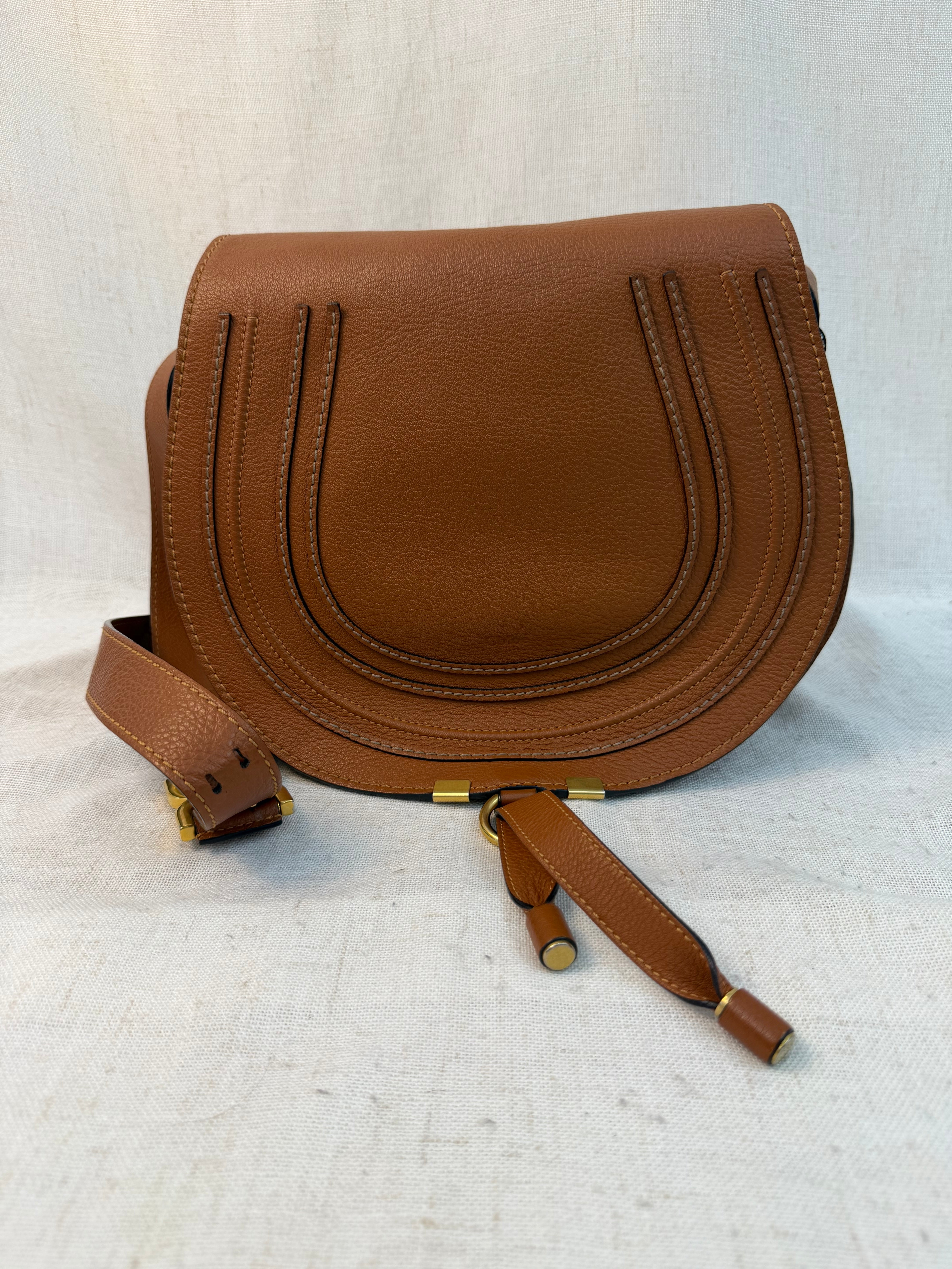 Chloe Tan Calfskin Medium Marcie Saddle Bag