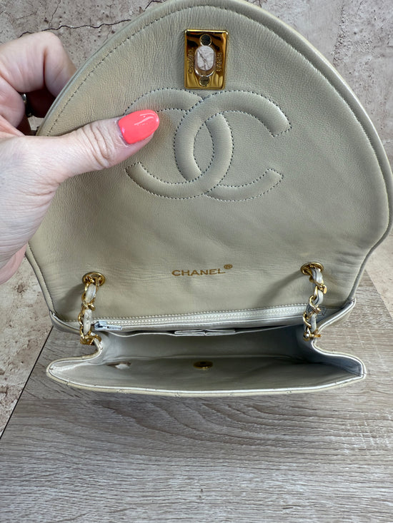 Chanel Beige Lambskin Flap Bag