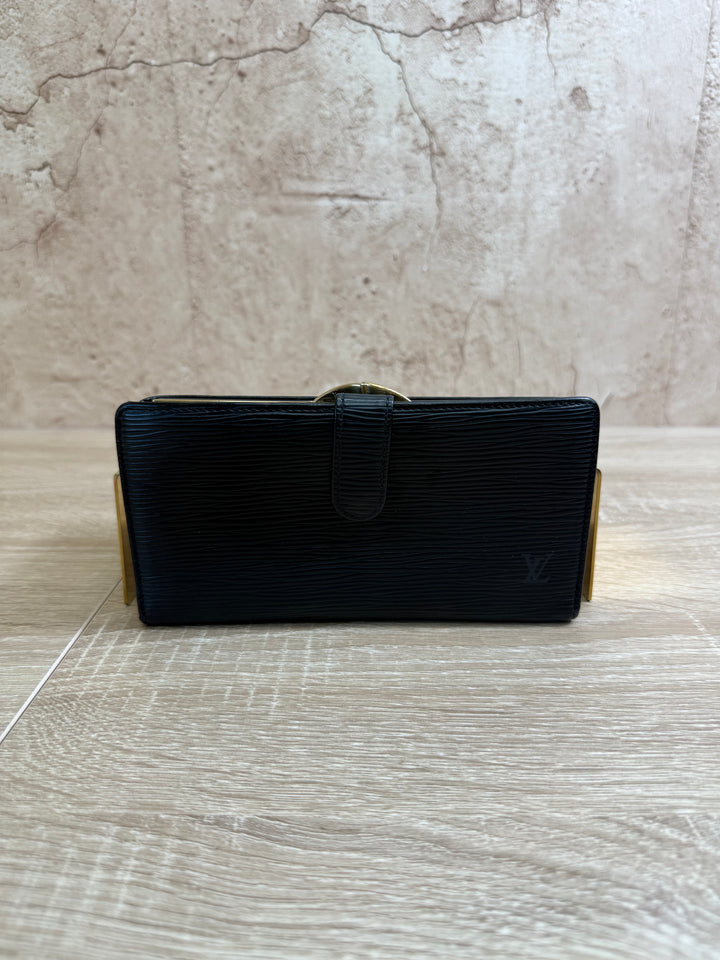 Louis Vuitton Black Epi Long French Wallet