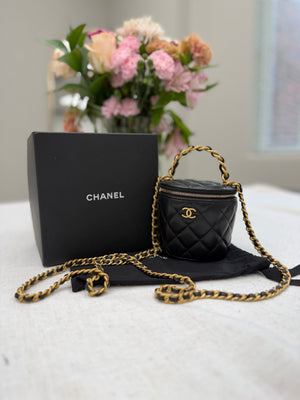 LIKE NEW- Chanel Black Quilted Lambskin Afternoon Tea Top Handle Bag