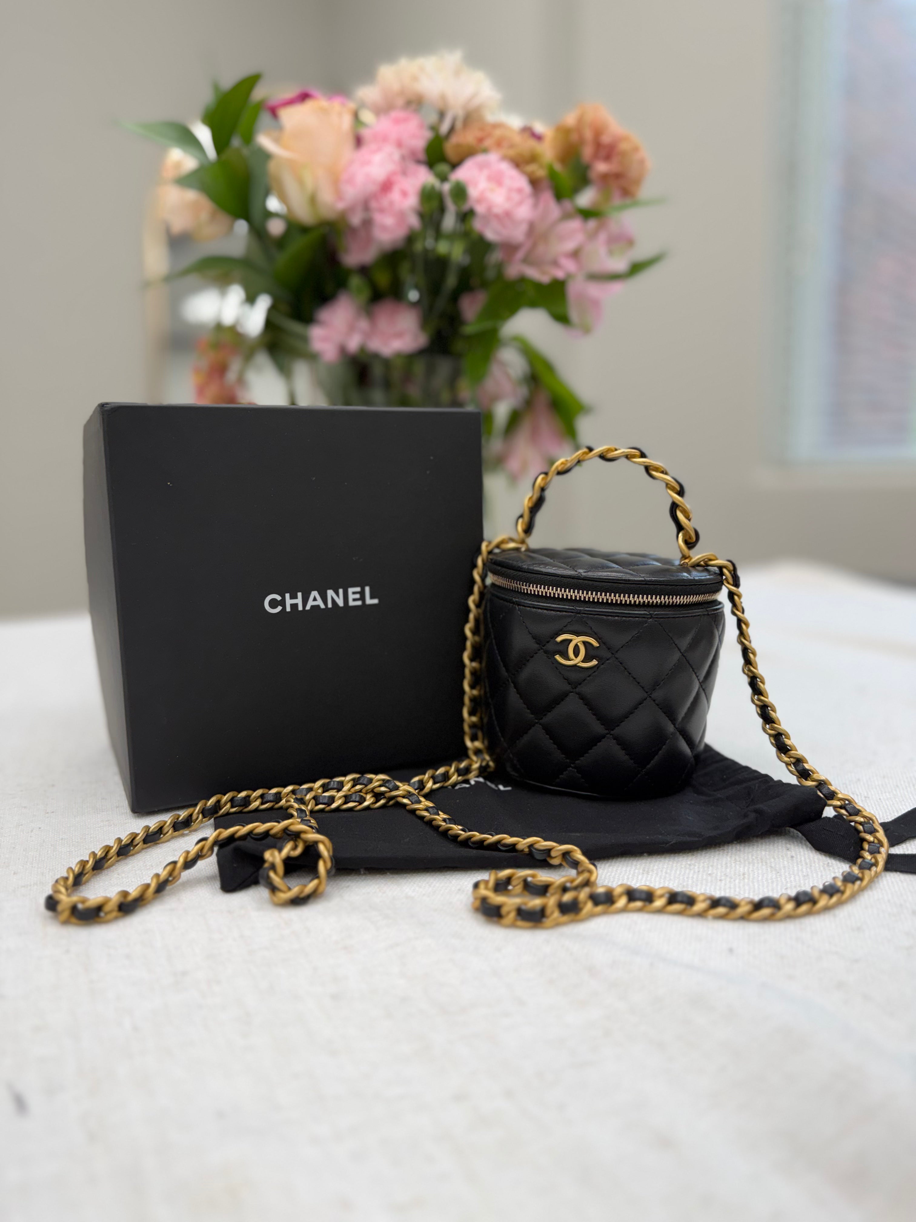 LIKE NEW- Chanel Black Quilted Lambskin Afternoon Tea Top Handle Bag