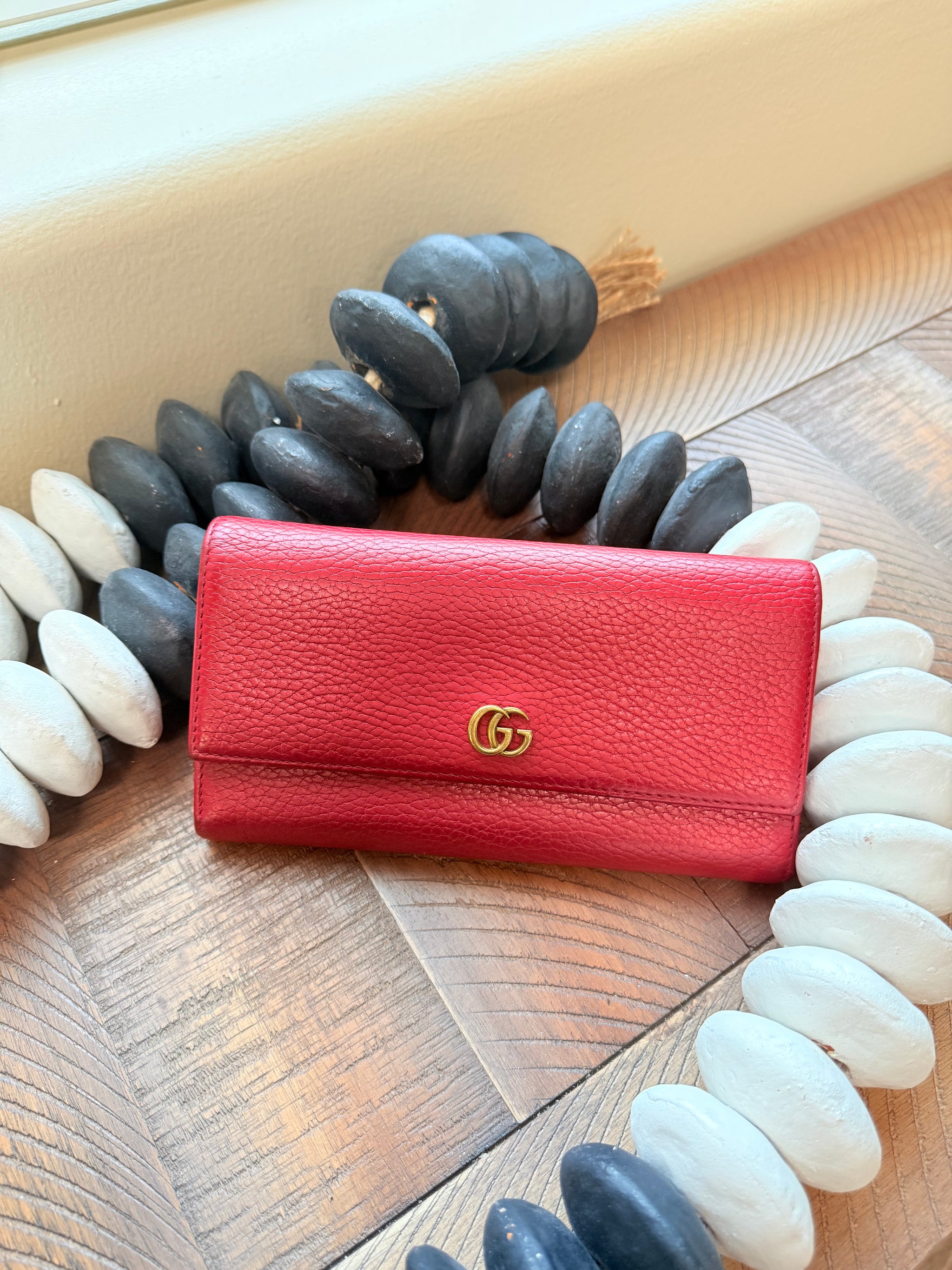 Gucci Red Leather Marmont Long Wallet