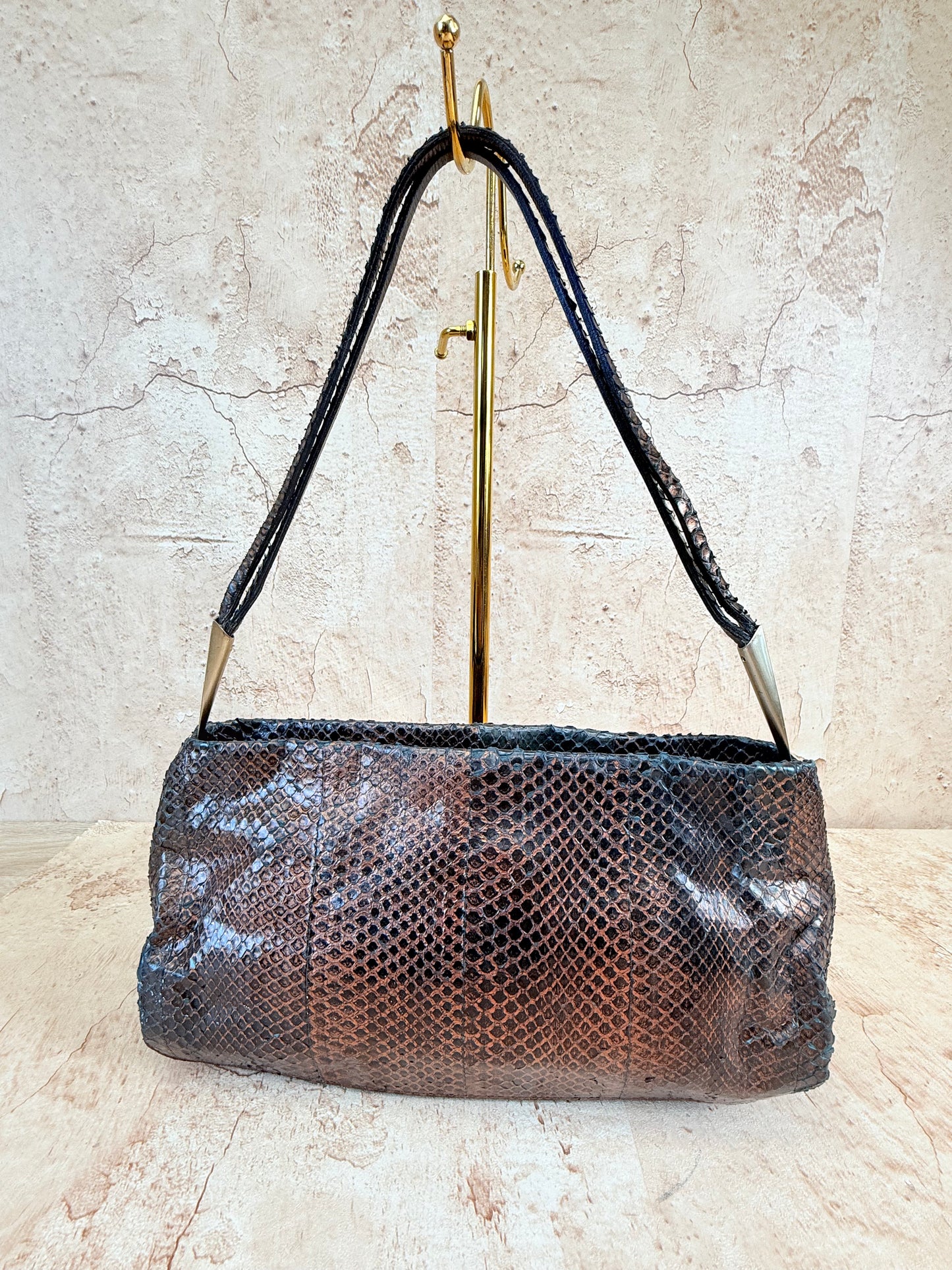 Bottega Veneta Metallic Snakeskin Shoulder Bag