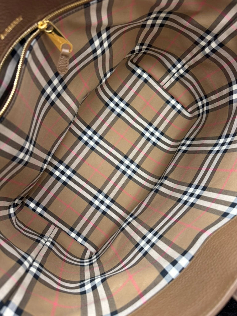 LIKE NEW - Burberry Brown Grained Leather London Medium Tote Bag