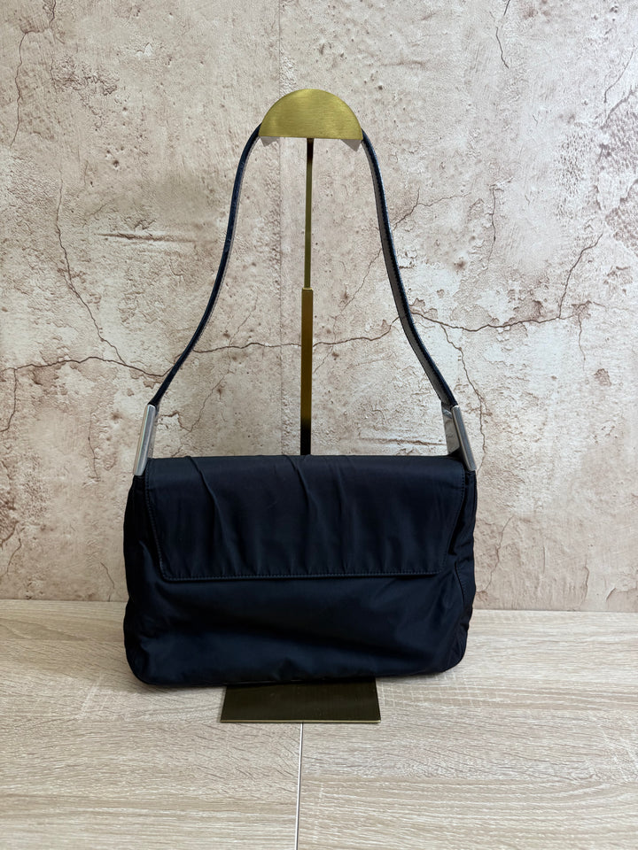 Prada Black Nylon & Leather Shoulder Bag