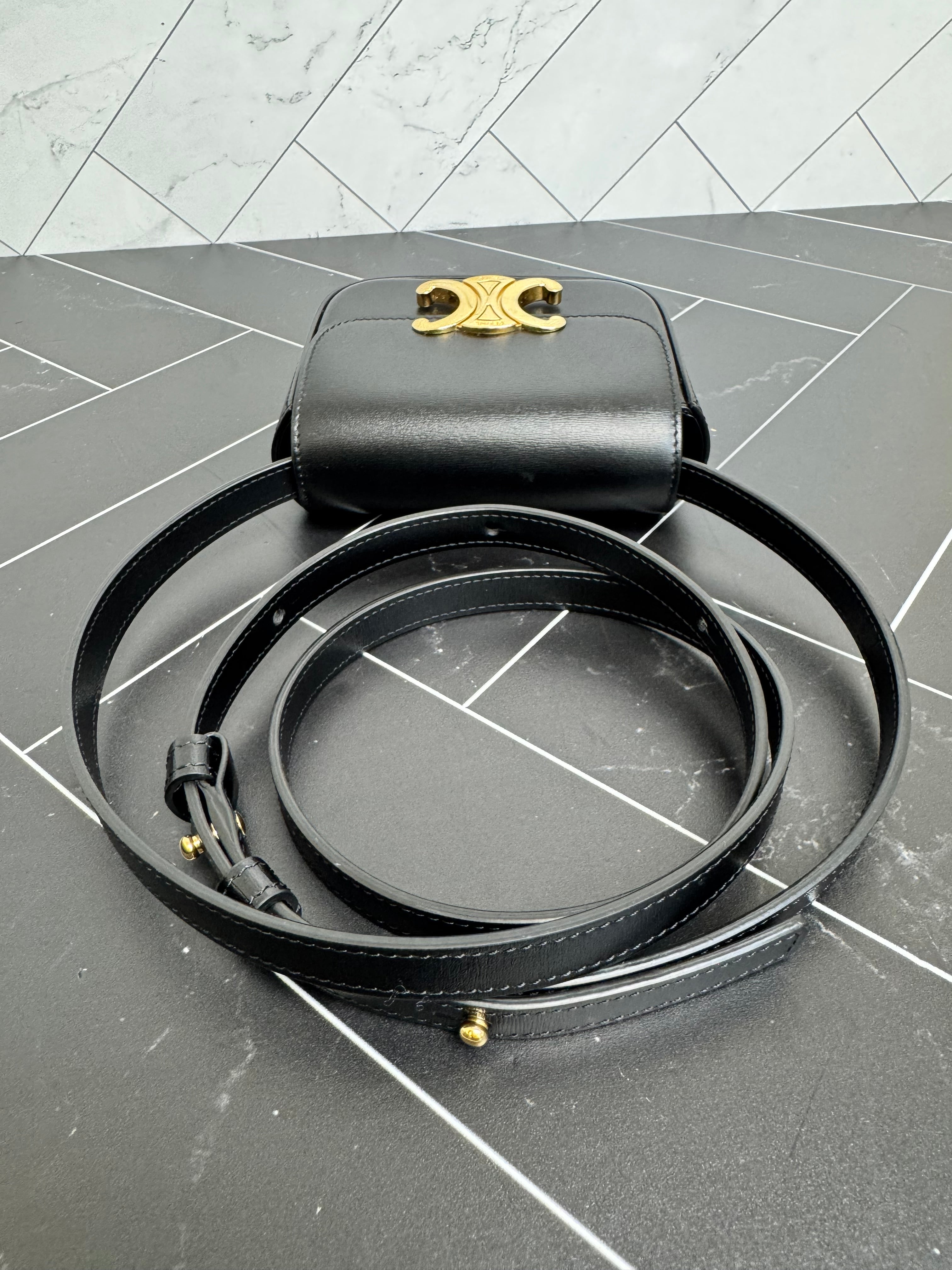 LIKE NEW- Celine Black Leather Triomphe Mini