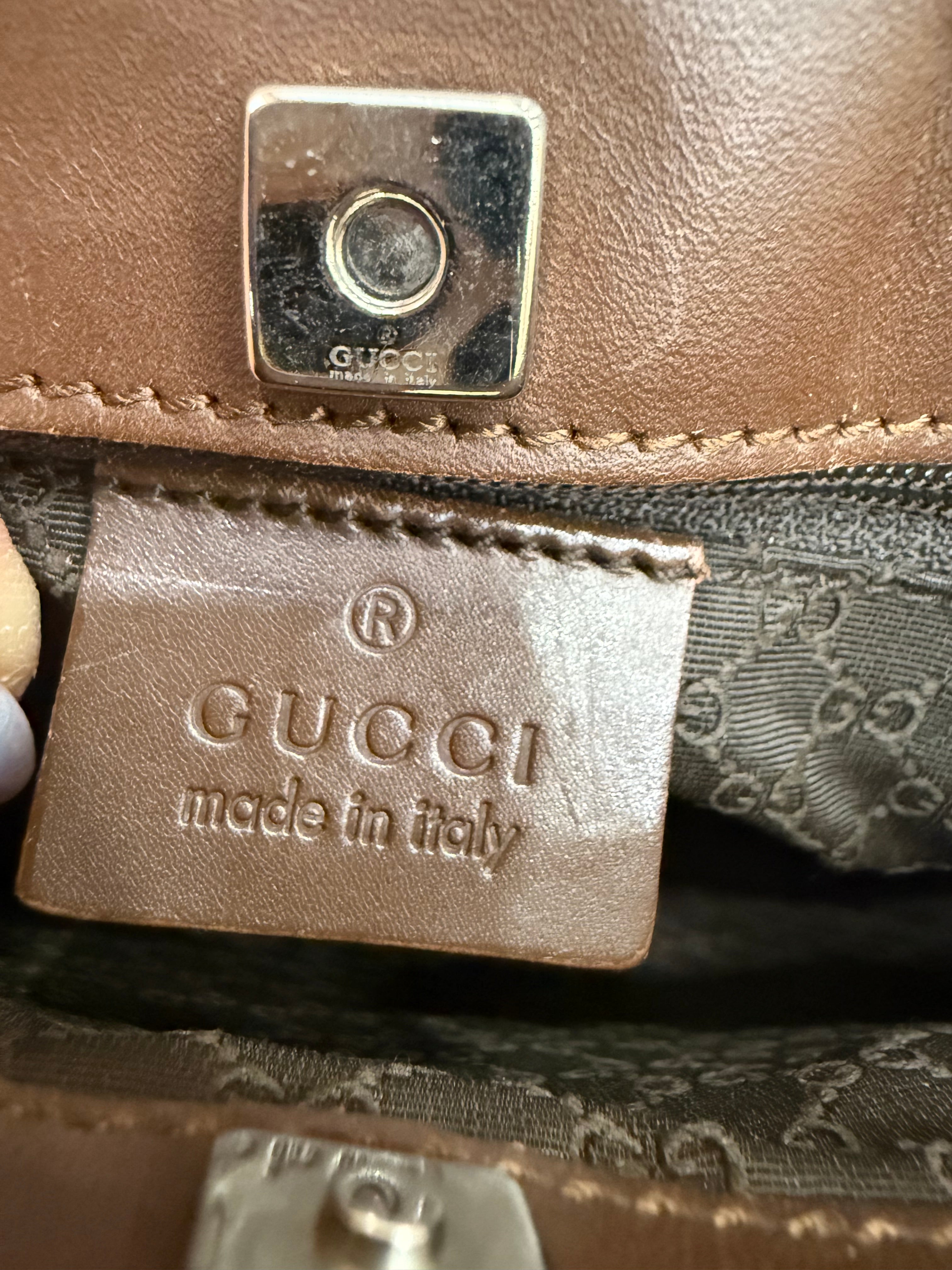 Gucci Brown Leather & Canvas Tote