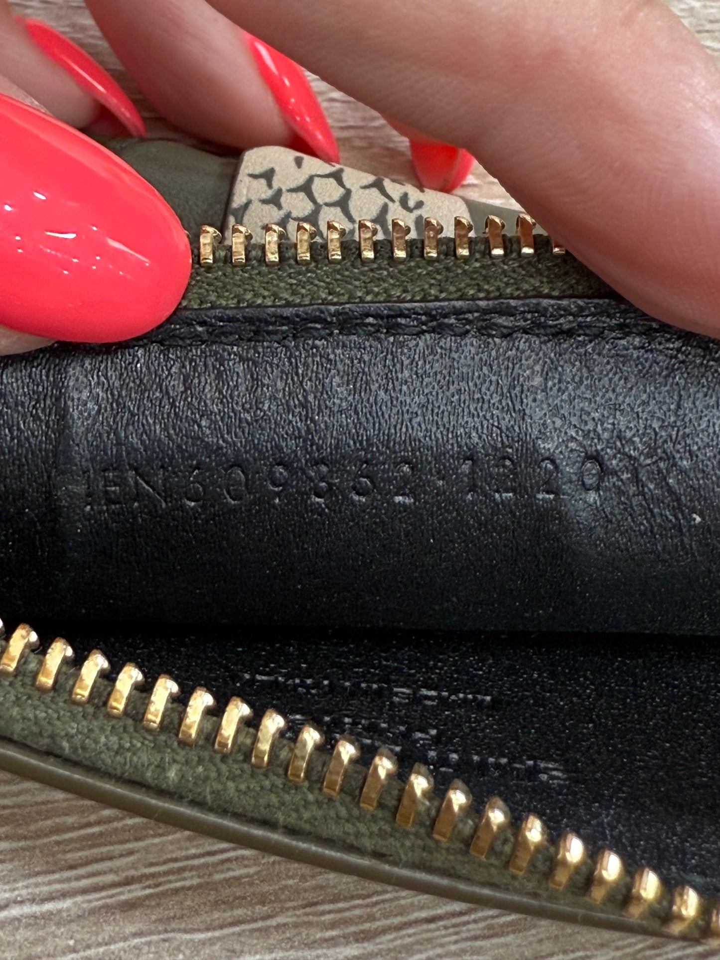 Saint Laurent YSL Green Leather Pineapple Zip Card Coin Case