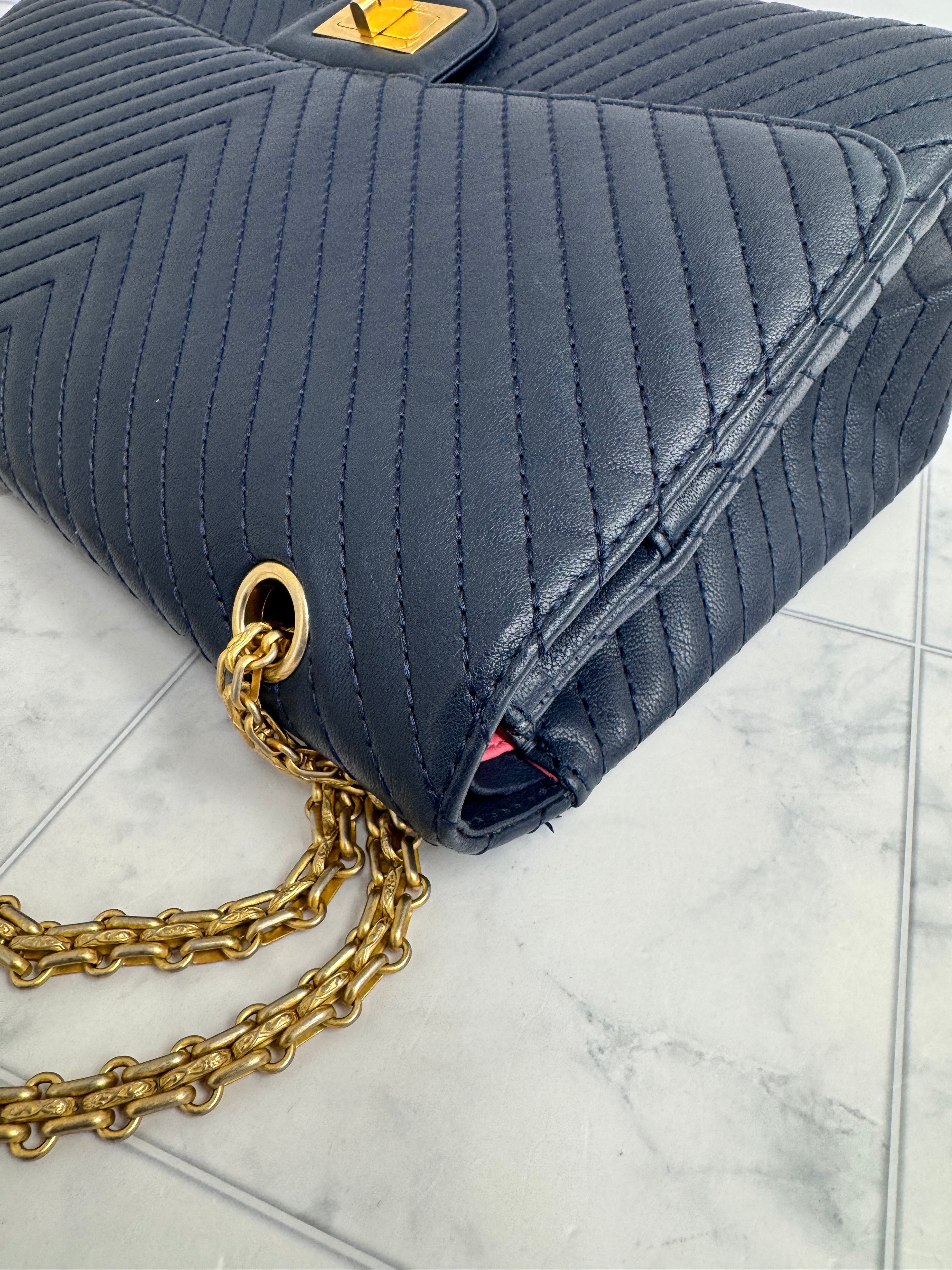 Chanel Navy Blue Quilted 2.55 Reissue Jumbo Flap Bag