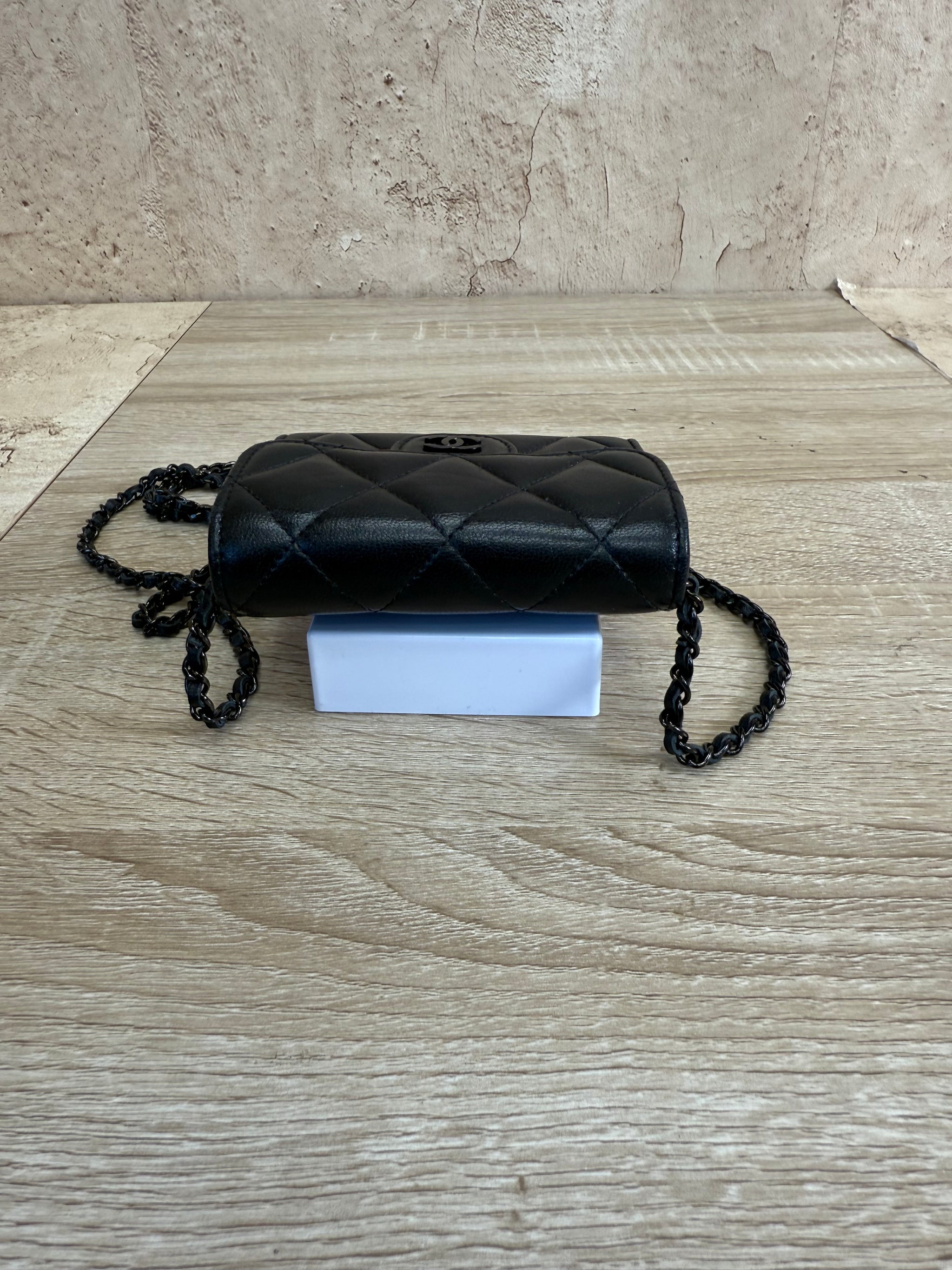 Chanel Black Lambskin Mini Wallet on a Chain