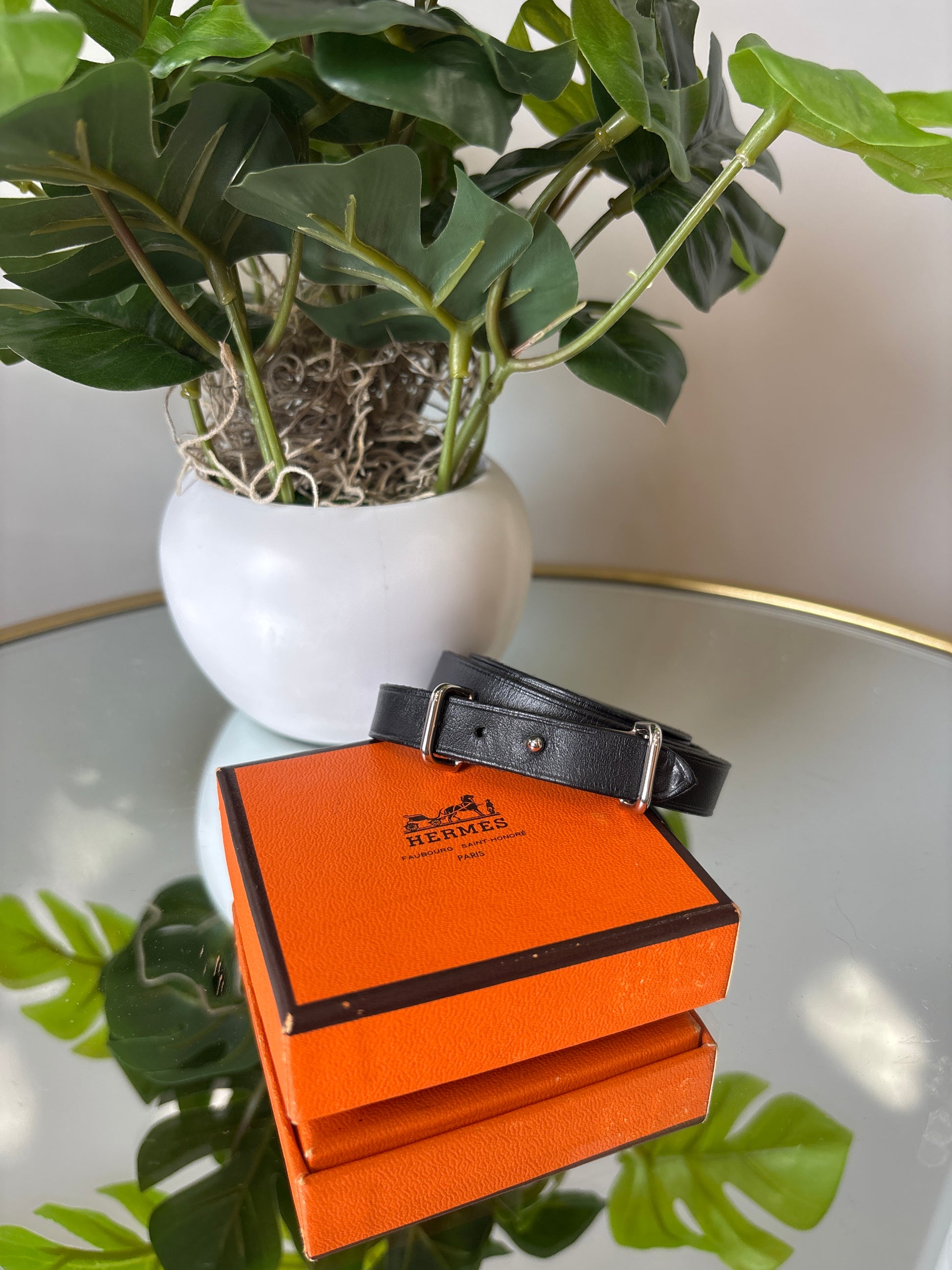 Hermes Black Leather Multi Wrap Bracelet