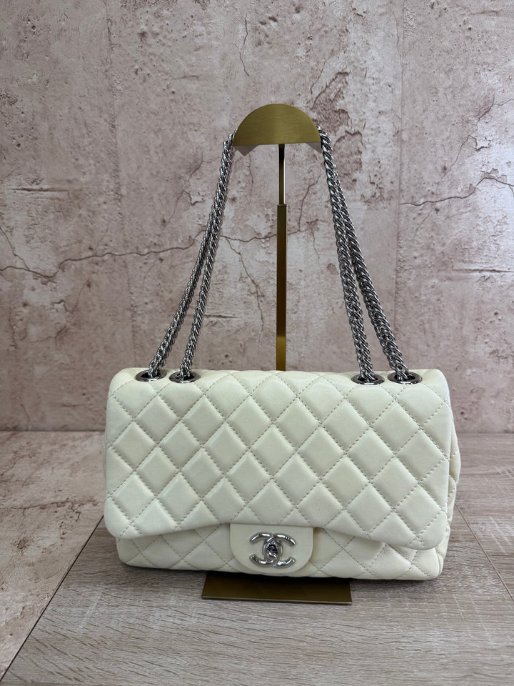 Chanel Light Yellow Quilted Lambskin Plush Flap Bag
