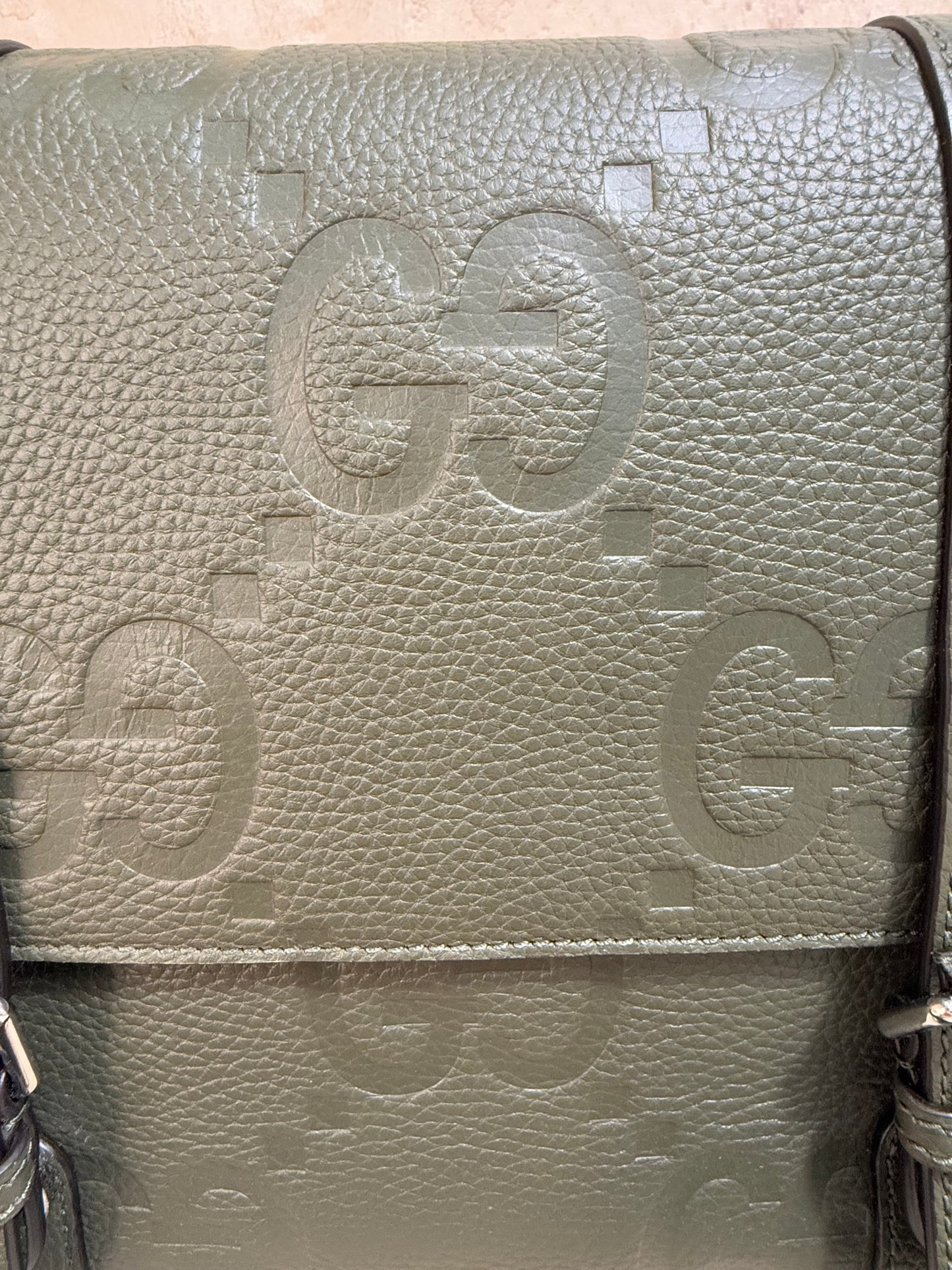 BRAND NEW- Gucci Olive Green Jumbo GG Messenger Bag