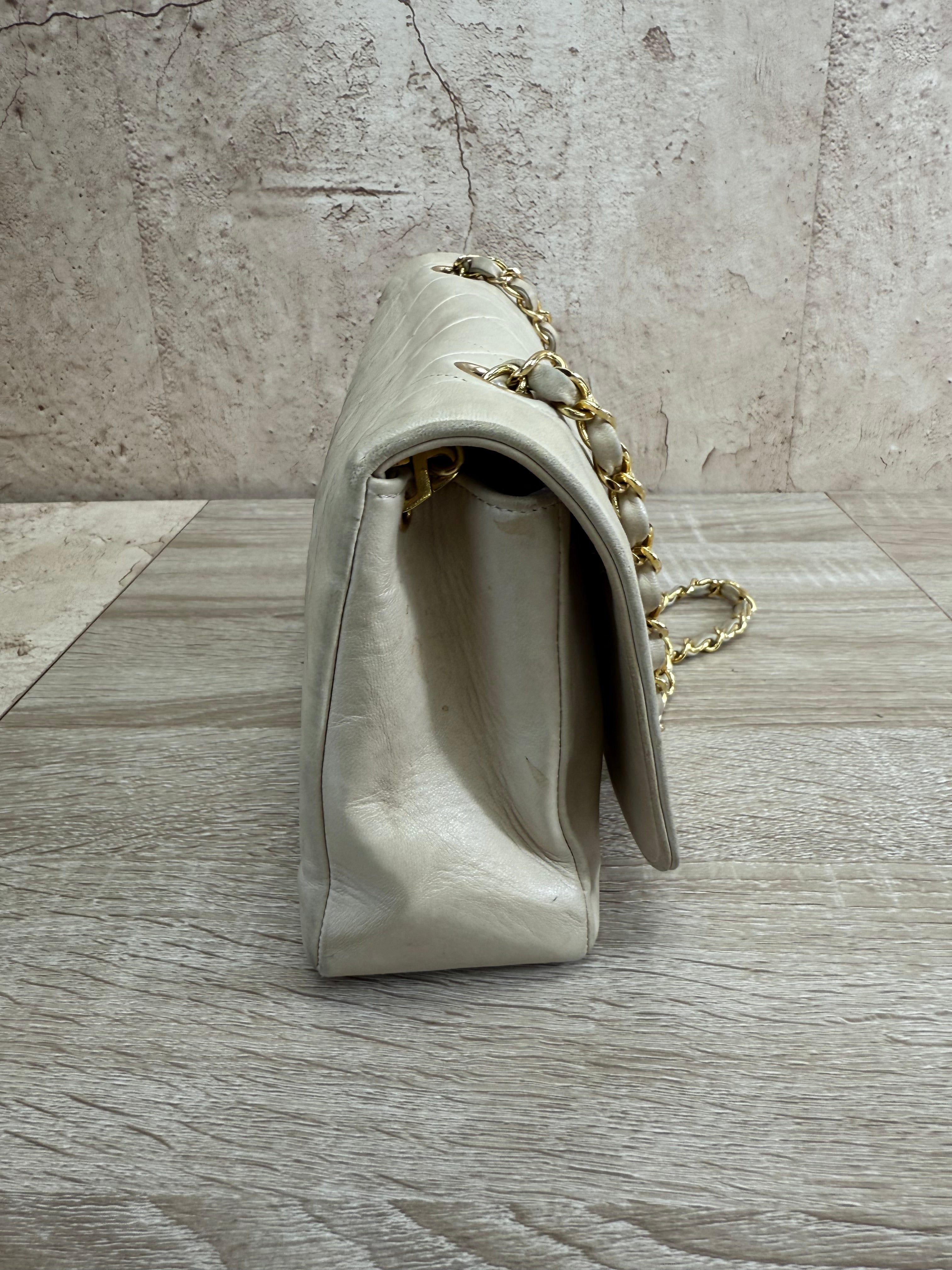 Chanel Beige Quilted Lambskin Single Flap Bag