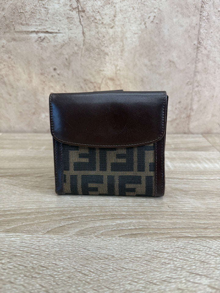 Fendi Brown Zucca Canvas Compact Wallet