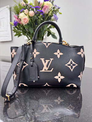 Louis Vuitton Black And Beige Monogram Empreinte Giant Palais Petit 2Way Bag