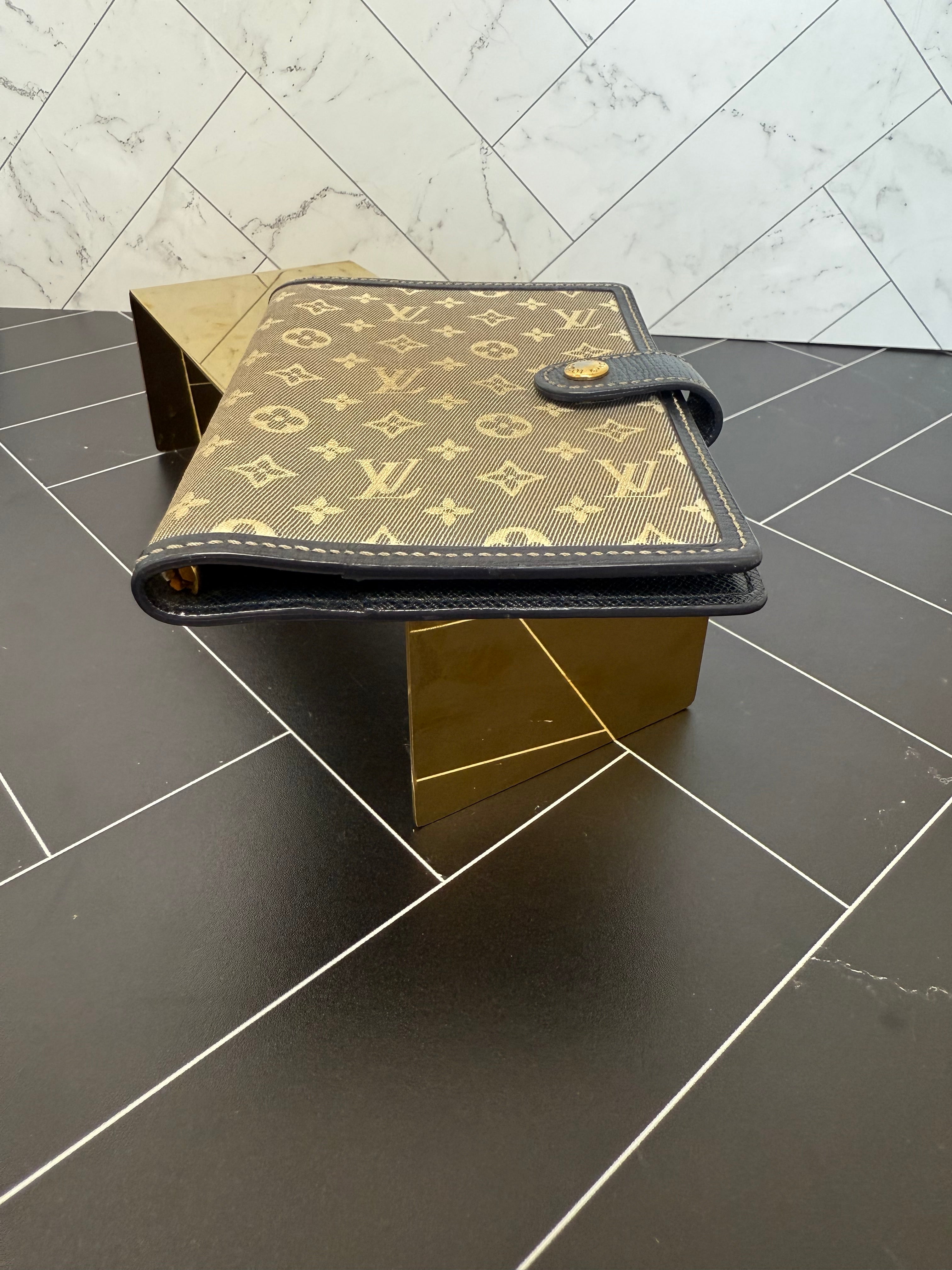 Louis Vuitton Navy Blue Mini Lin Agenda Passport Holder PM