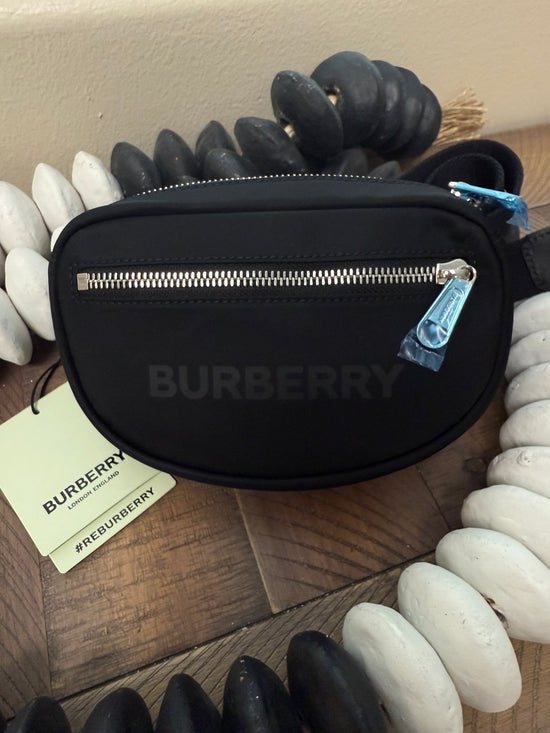 BRAND NEW- Burberry Black Econyl Logo Print Small Cannon Bum Bag