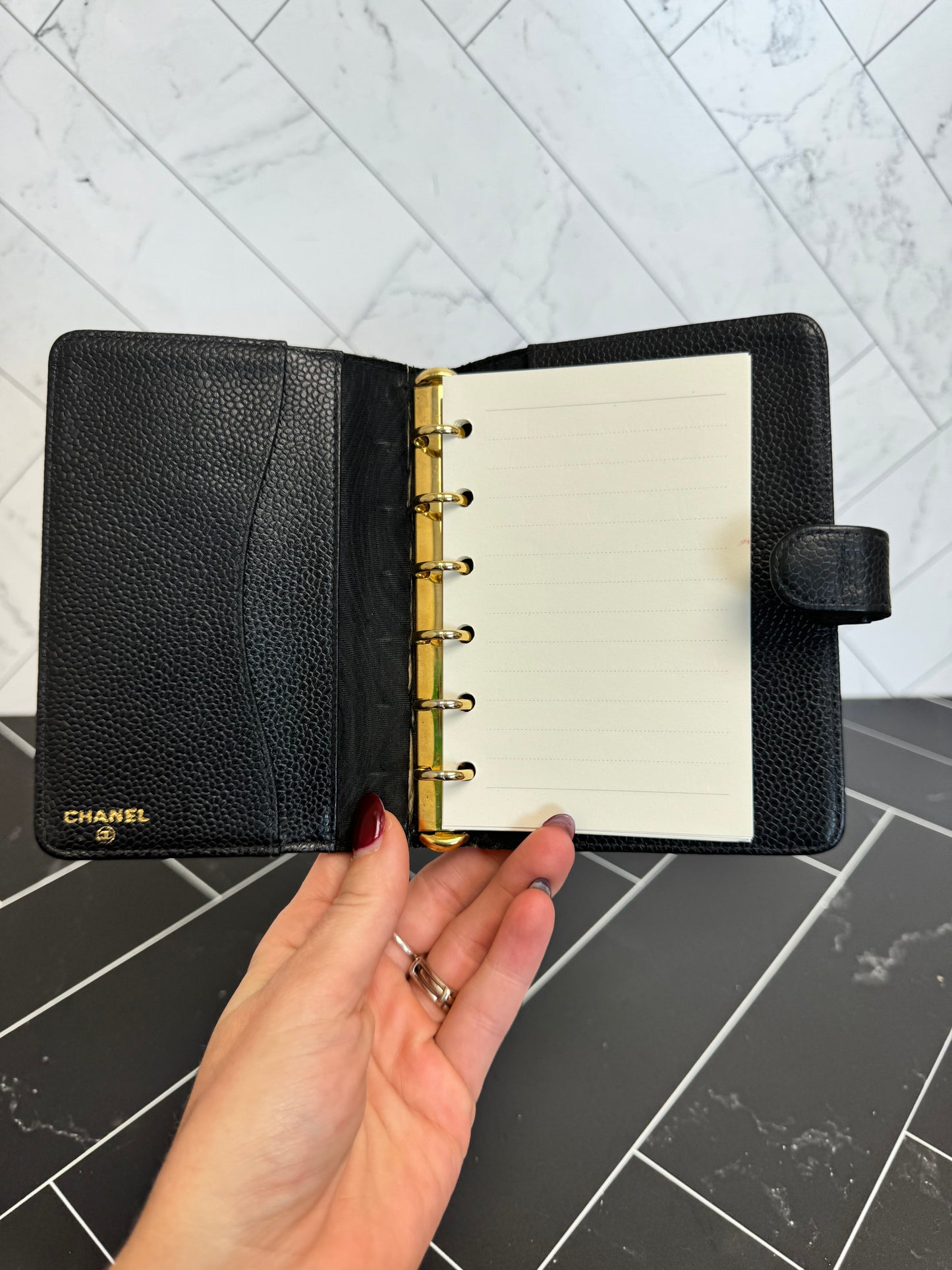 Chanel Black Caviar Lambskin Leather Passport Agenda