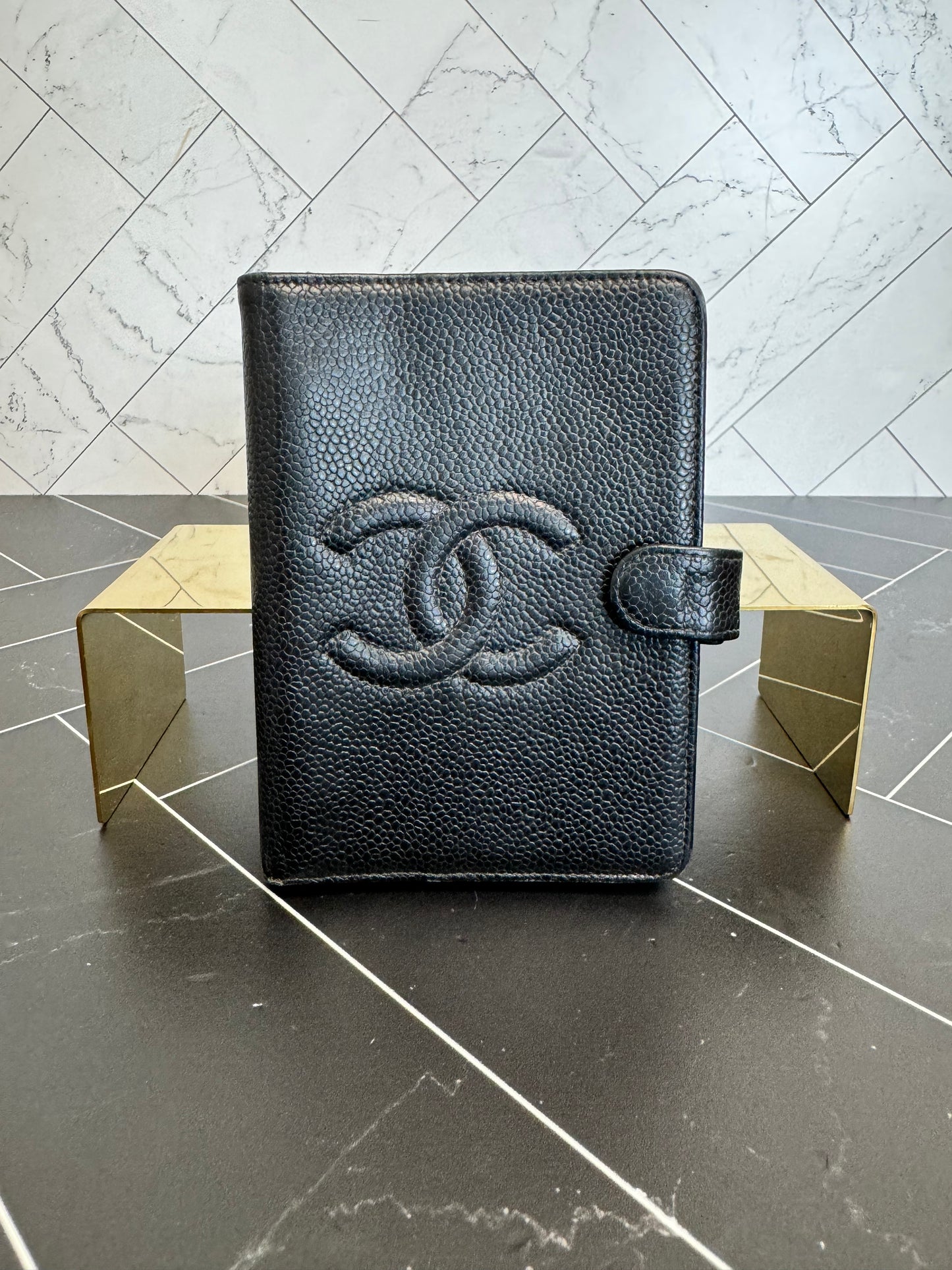 Chanel Black Caviar Lambskin Leather Passport Agenda