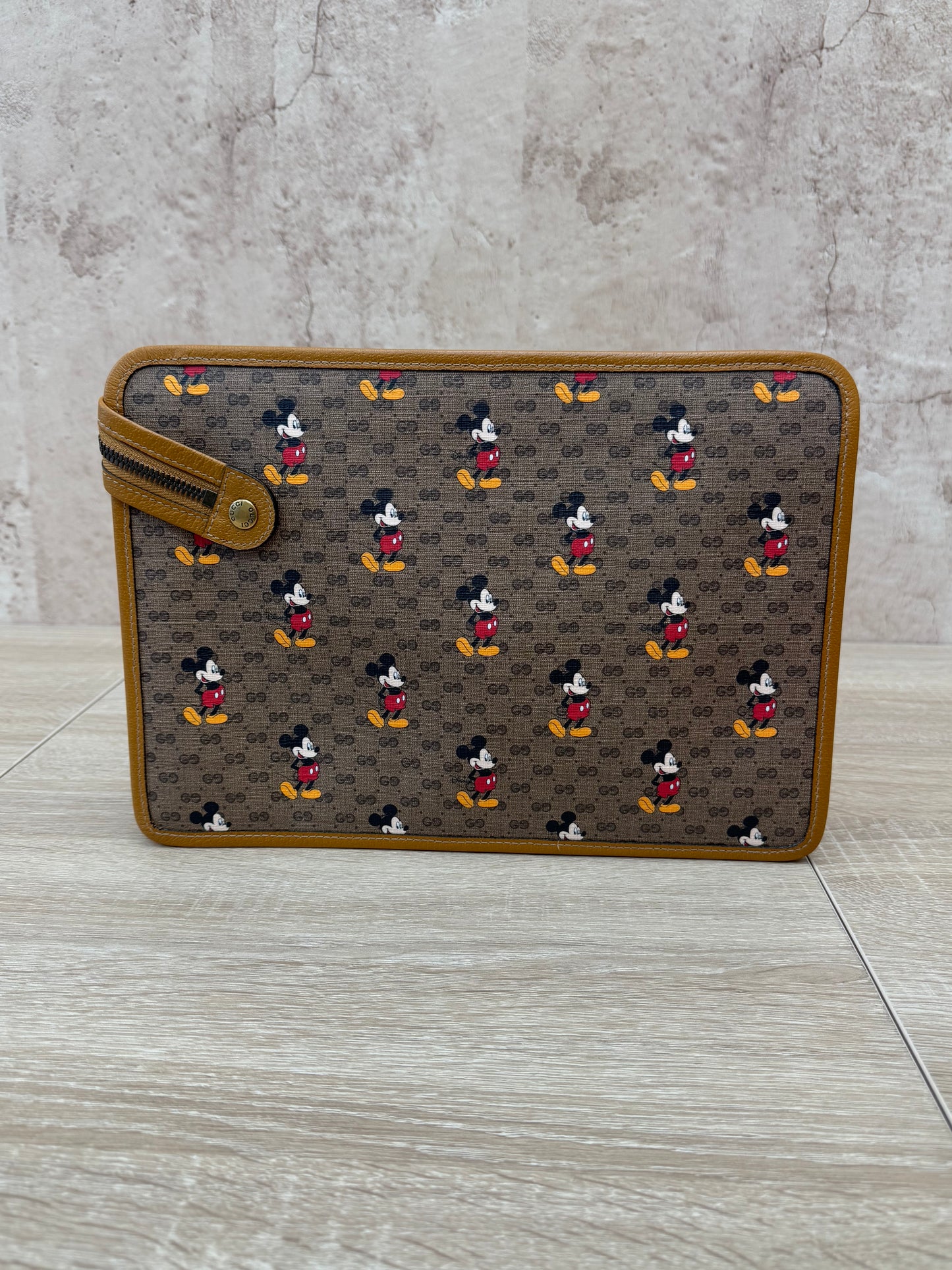 LIKE NEW Gucci x Disney Mickey Mouse GG Coated Canvas Pouch